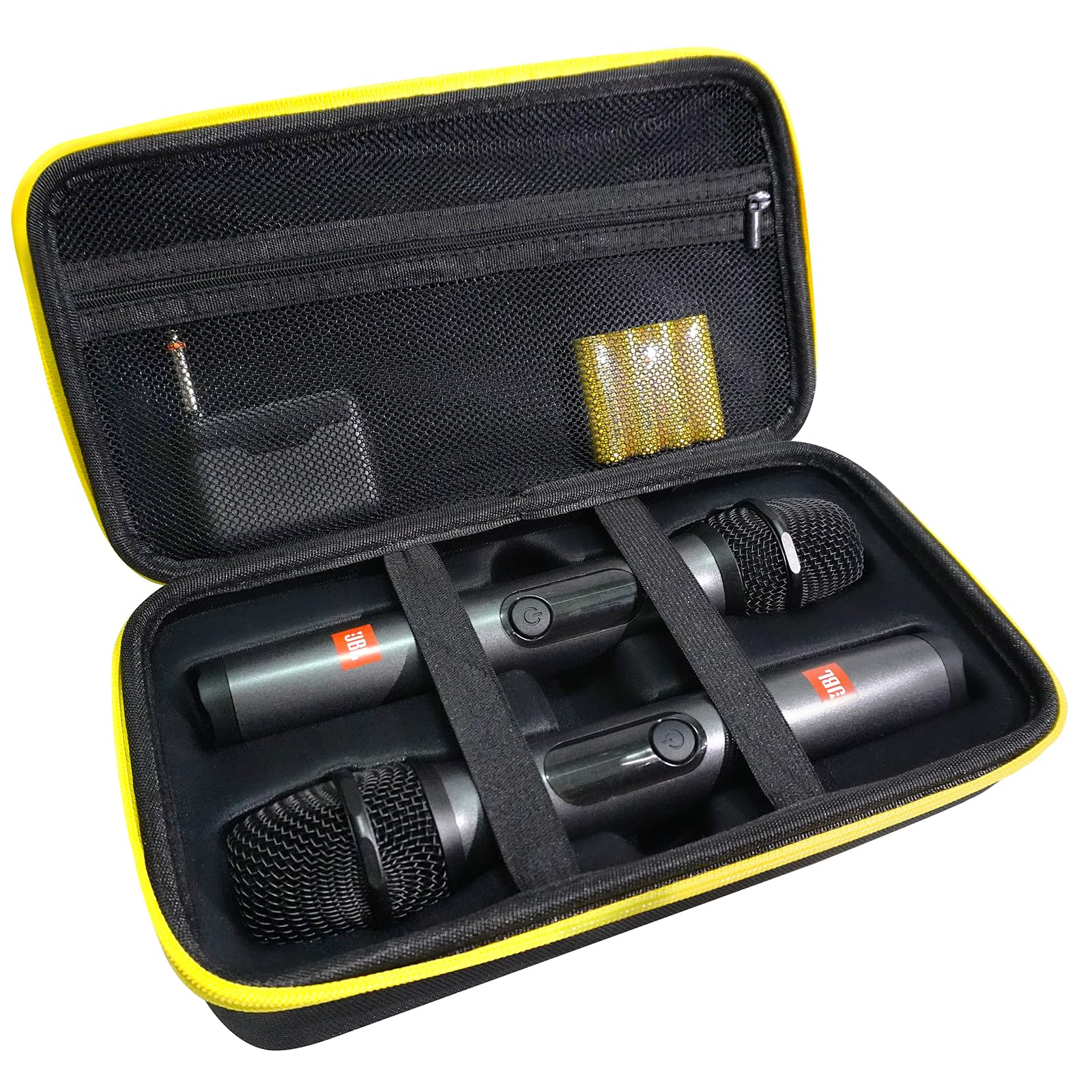 JBL Wireless Microphone Case - Travel Bag for Dual Handheld Mics, Receivers, Adapters & AA Batteries | Portable Storage for Karaoke, Singing & Live Performances | Durable Black Protective Box
