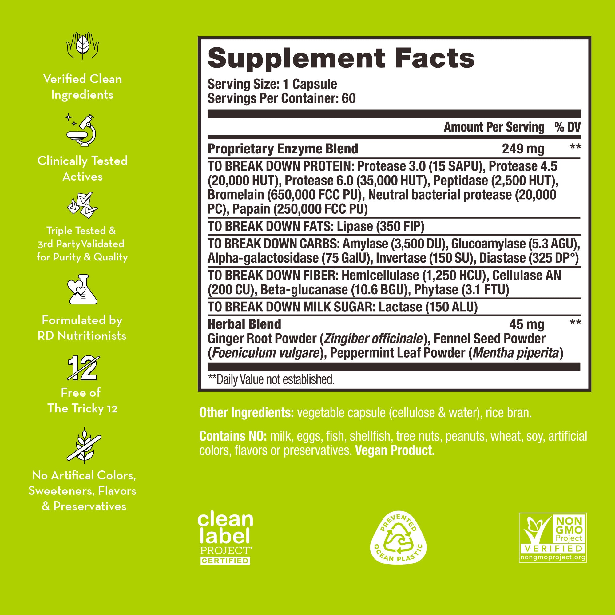 Flatter Me Digestive Enzyme Supplement for Bloating Relief & Gut Health - Supports Digestion After Meals | Ideal for Travel, Weight Management & Sensitive Stomachs