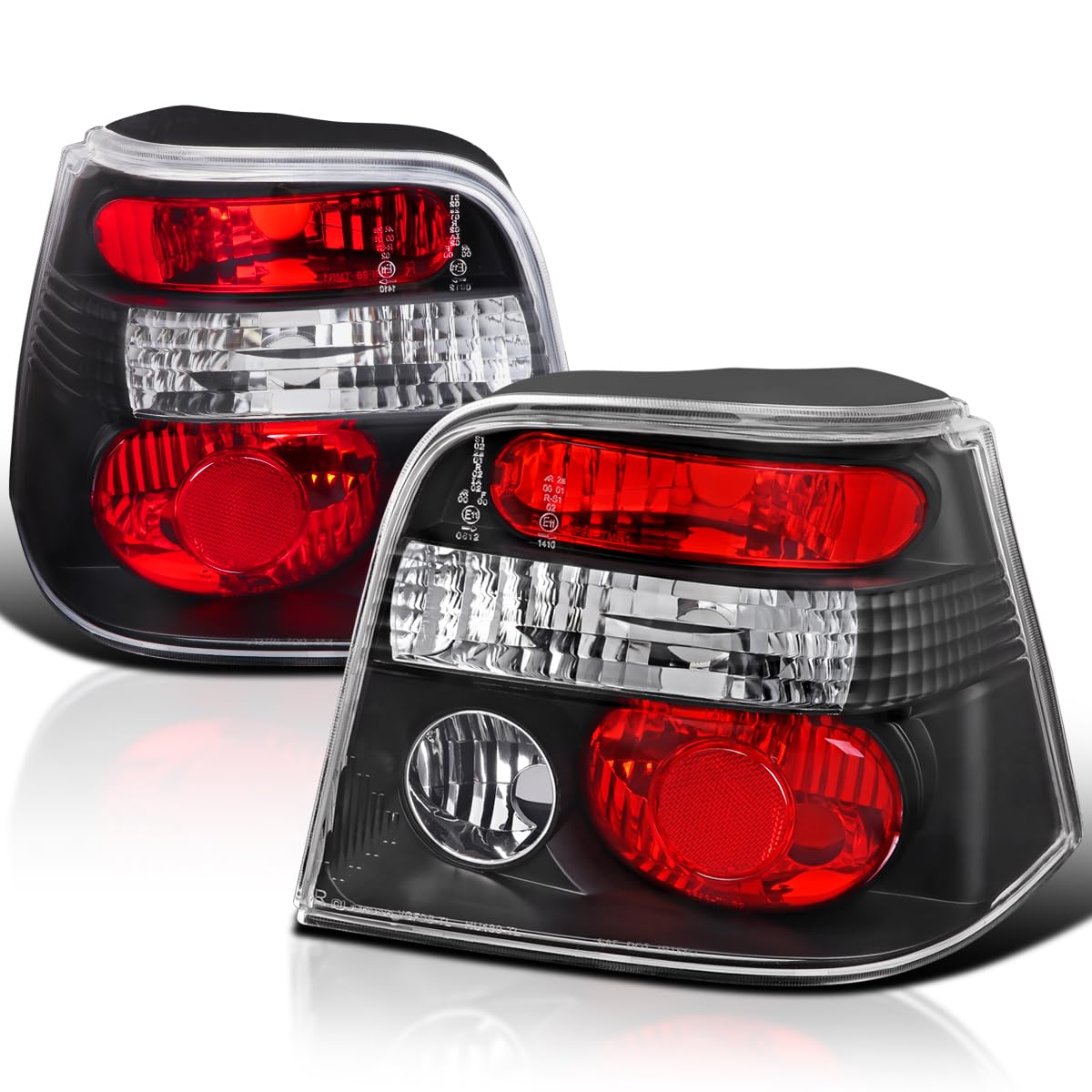 Spec-D Tuning Euro Black Tail Lights for 1999-2006 Volkswagen Golf GTI R32 TDI MK4 - Left & Right Pair Assembly | Smoked Lens LED Tail Lamps | Enhances Rear Style & Visibility for Night Driving