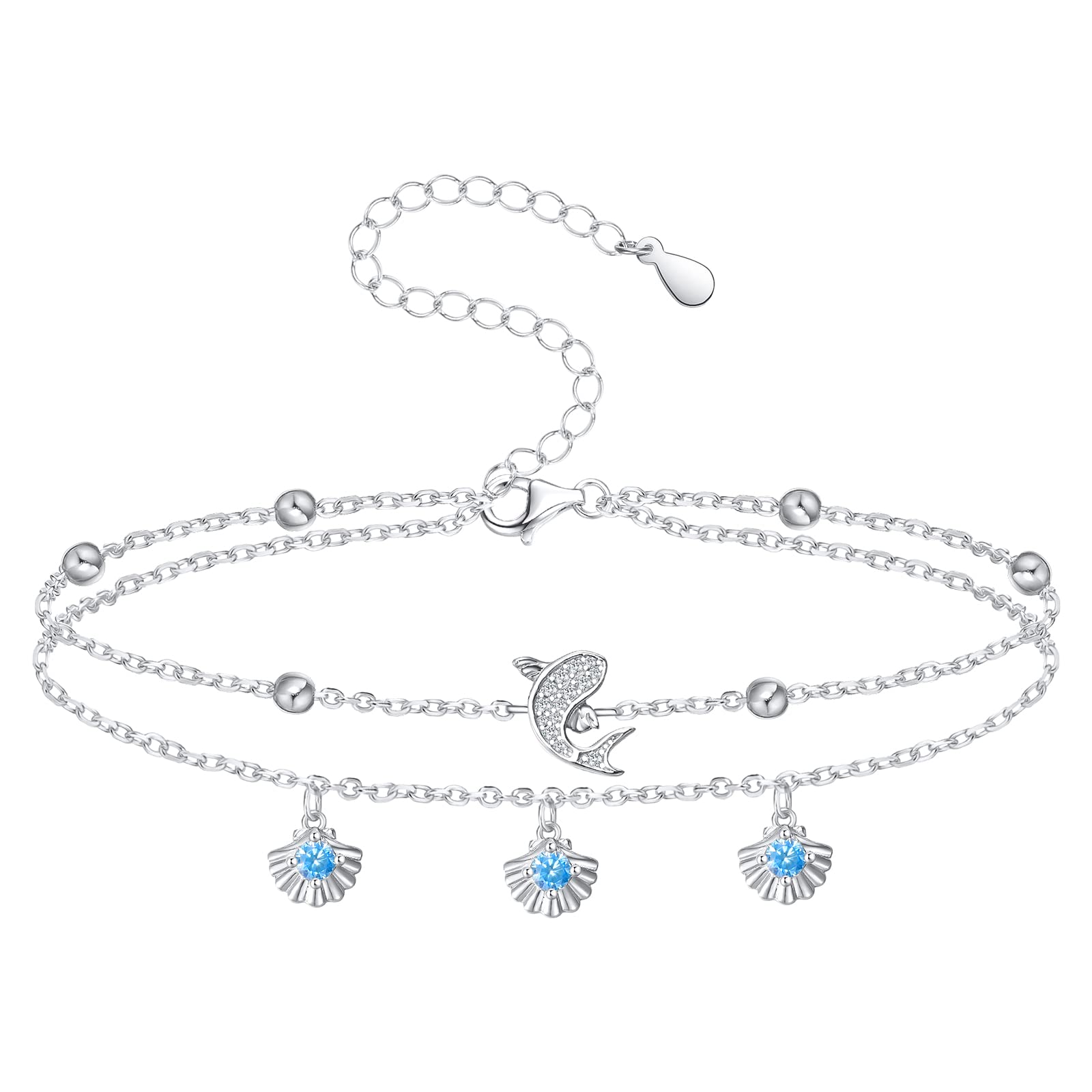 925 Sterling Silver Anklet Bracelet for Women - Butterfly Cross Evil Eye Ankle Chain Jewelry, Personalized Adjustable Anklet for Teen Girls, Perfect Birthday Gift for Wife, Girlfriend, Daughter - Ideal for Beach, Wedding & Everyday Wear