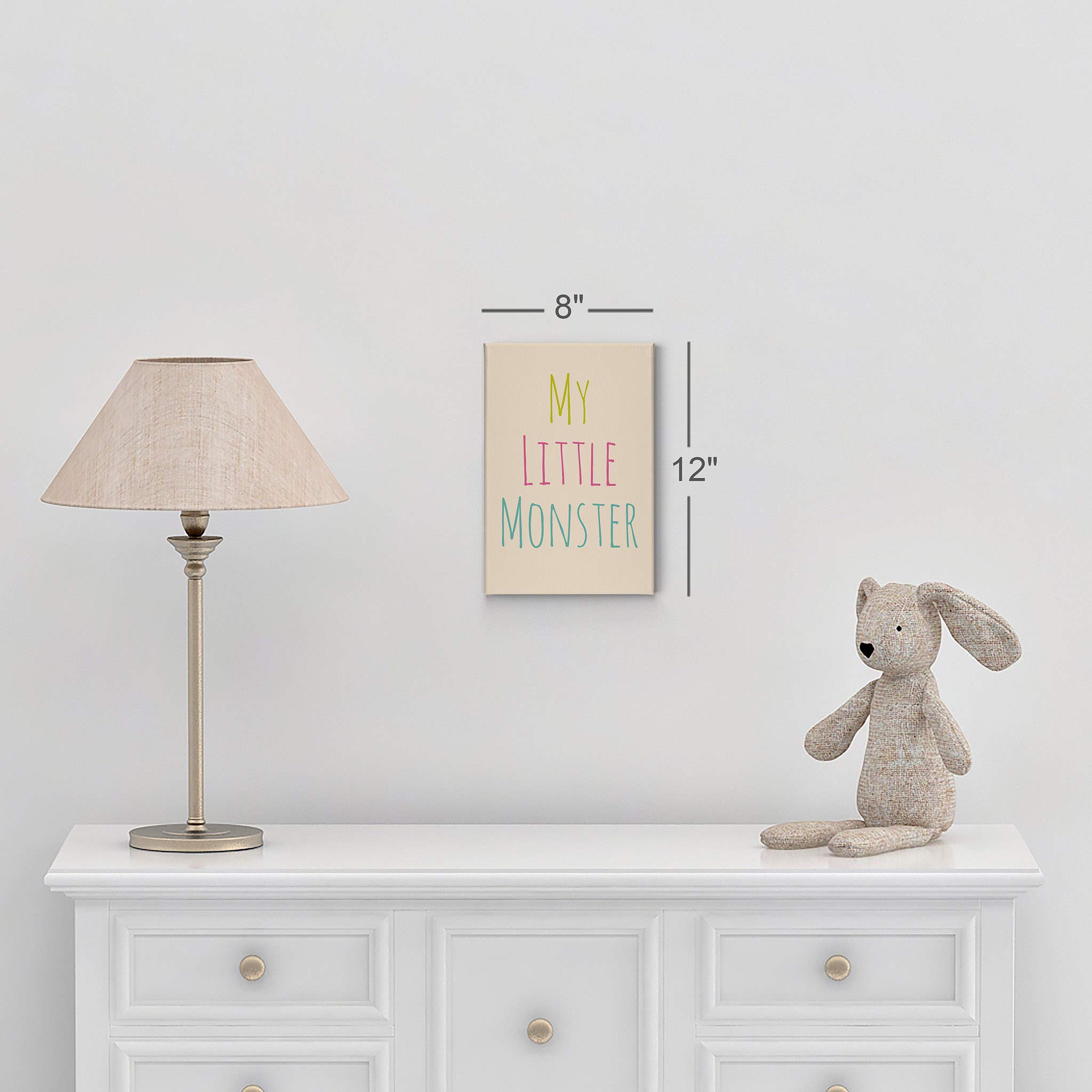 My Little Monster Lettering Cream Background Canvas Print - Kids Room Decor, Nursery Wall Art, Baby Room Decor - Ready to Hang, Made in USA (12x8) - Perfect for Children's Bedrooms, Playrooms & Gift Ideas