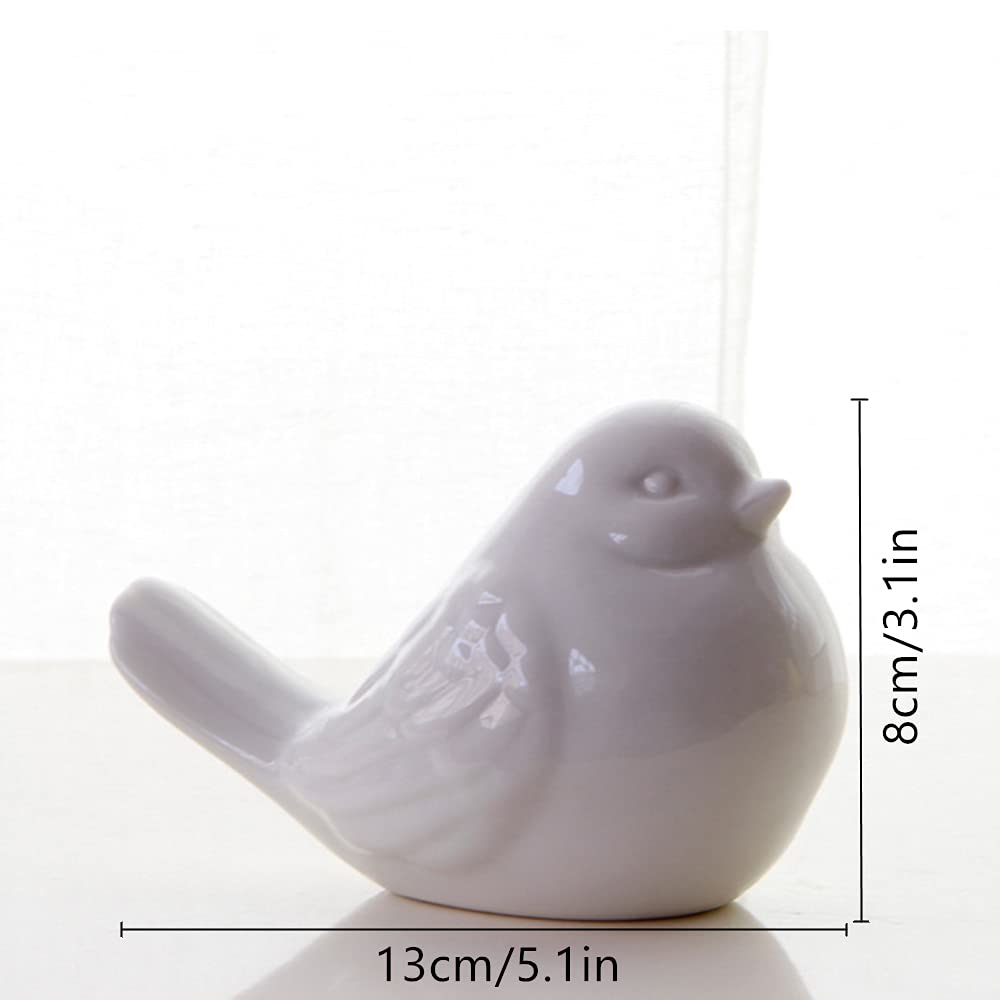 Ceramic Birds Figurines - Handcrafted Porcelain Bird Statue for Home & Garden Decor, Mini Animal Ornaments for Living Room, Bedroom, Office & Wedding Decorations (White) | Perfect for Table Centerpieces, Shelf Displays & Gift Giving