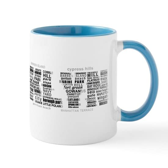 White/Blue Inside - Brooklyn NYC Typographic Art Mugs