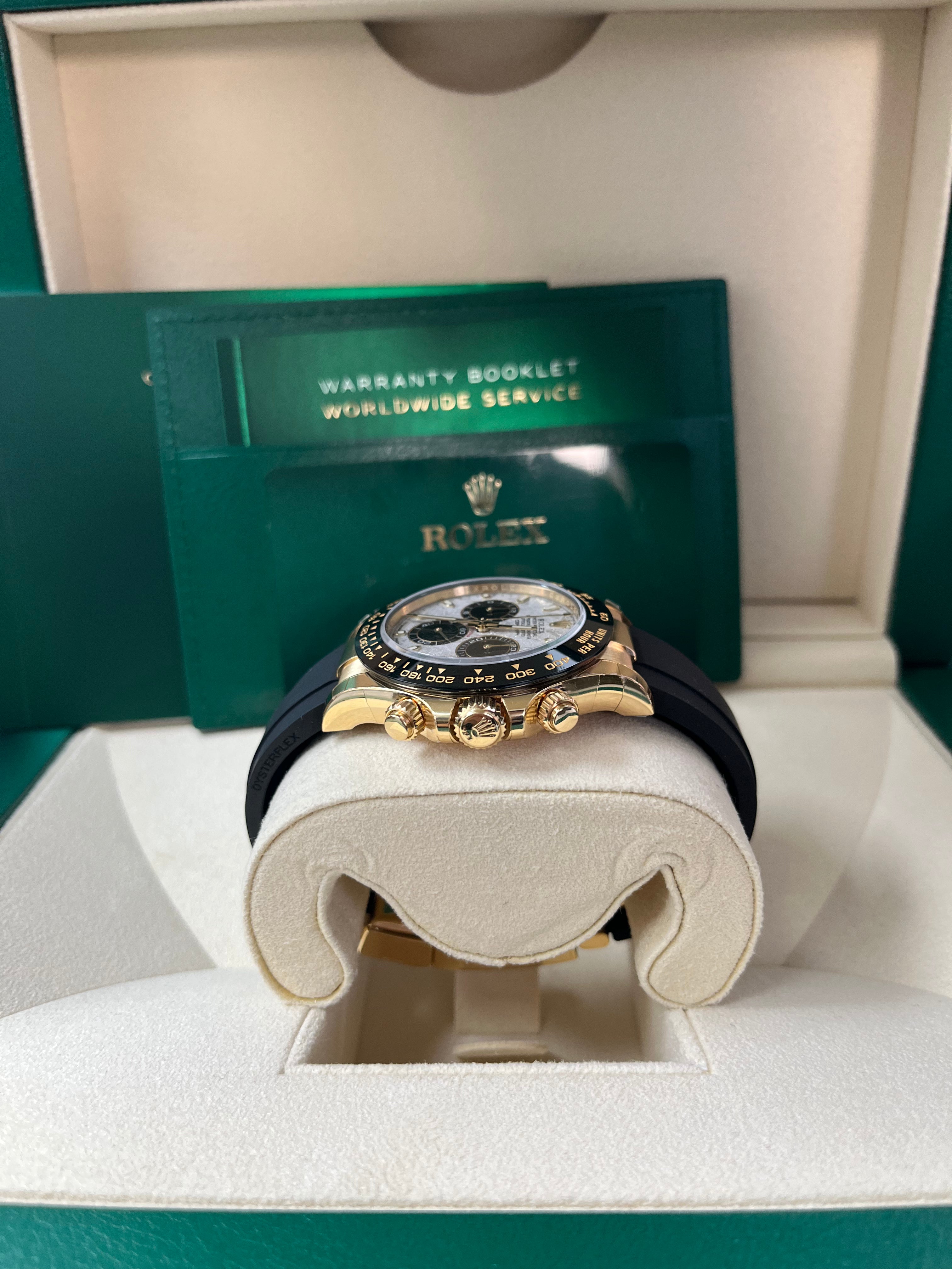 Rolex Daytona 40mm Men's Watch - Meteorite & Black Index Dial with Black Oysterflex Strap (Ref#116518LN) - Luxury Chronograph for Business, Gifting & Special Occasions