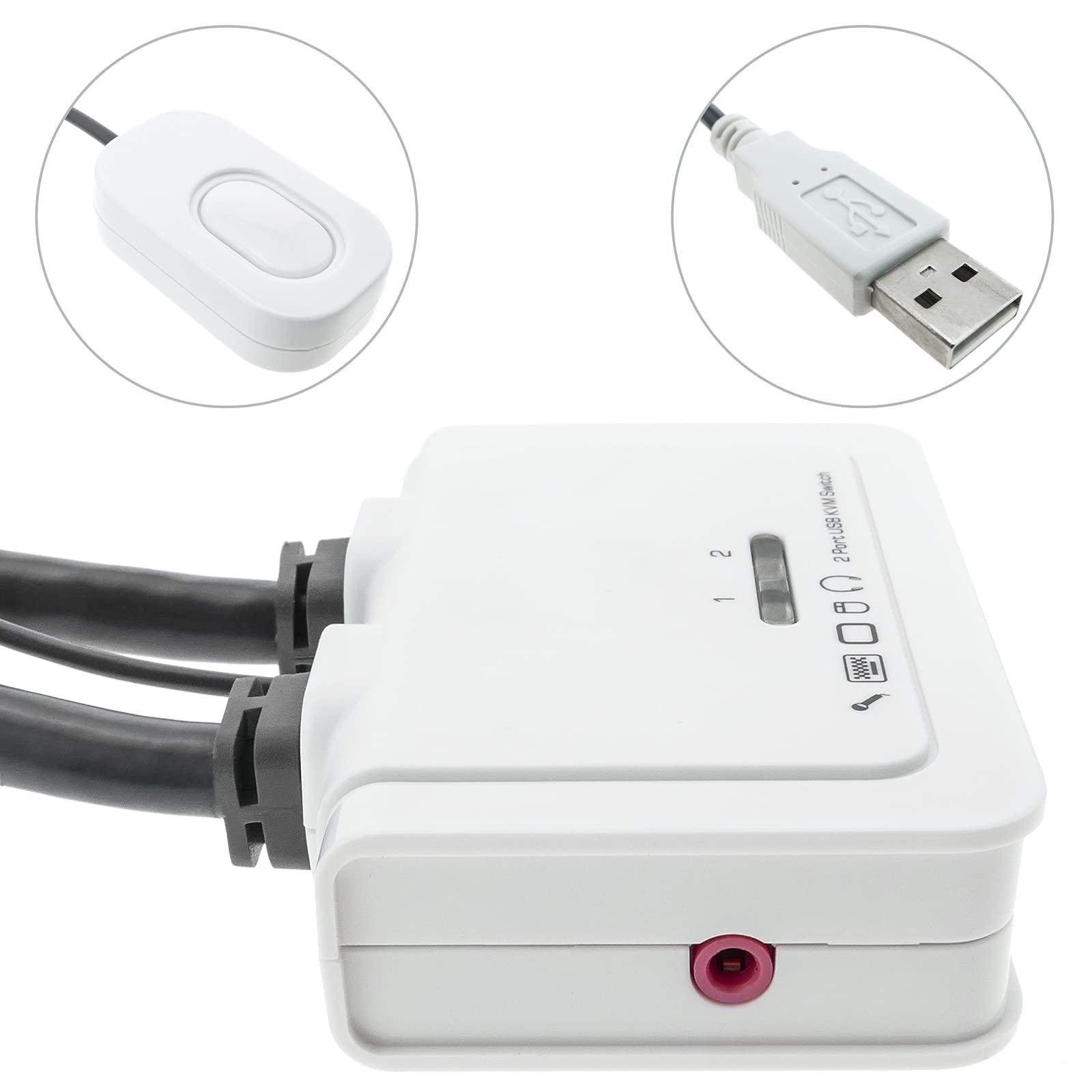 Cablematic KVM Switch HDMI Audio USB 2.0 - 1KVM to 2CPU Dual Monitor Control for Home & Office Workstations - Perfect for IT Professionals, Gamers, and Multi-Computer Users