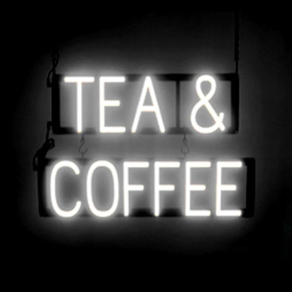 SpellBrite LED Cafe Sign - 22.7x15 Inch White Neon Coffee & Tea Shop Decor - Perfect for Coffee Bars, Cafés and Restaurant Wall Decor