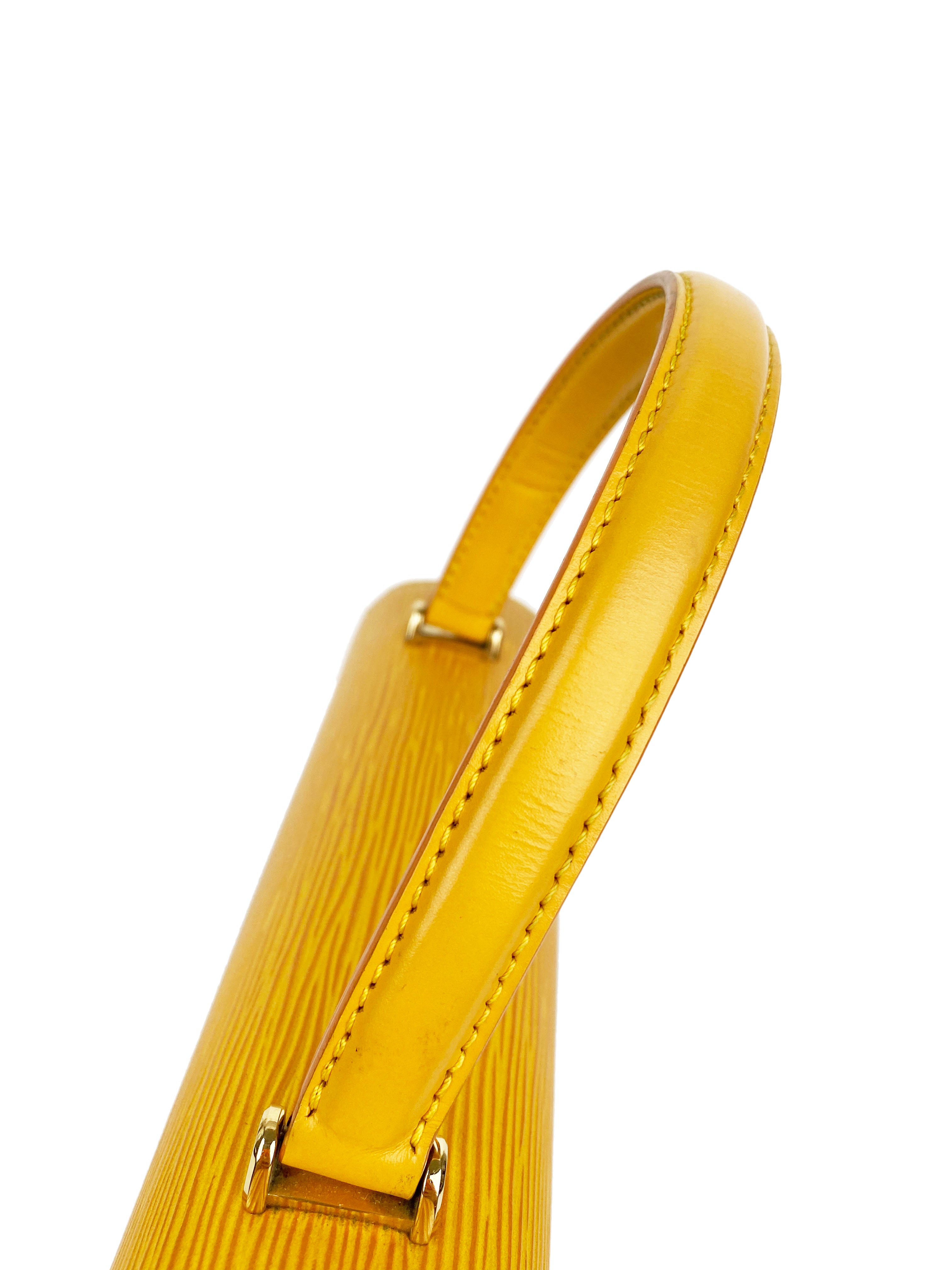Authentic Louis Vuitton Yellow Epi Leather Malesherbes Top Handle Handbag for Women | Luxury Designer Shoulder Bag for Work, Travel & Special Occasions