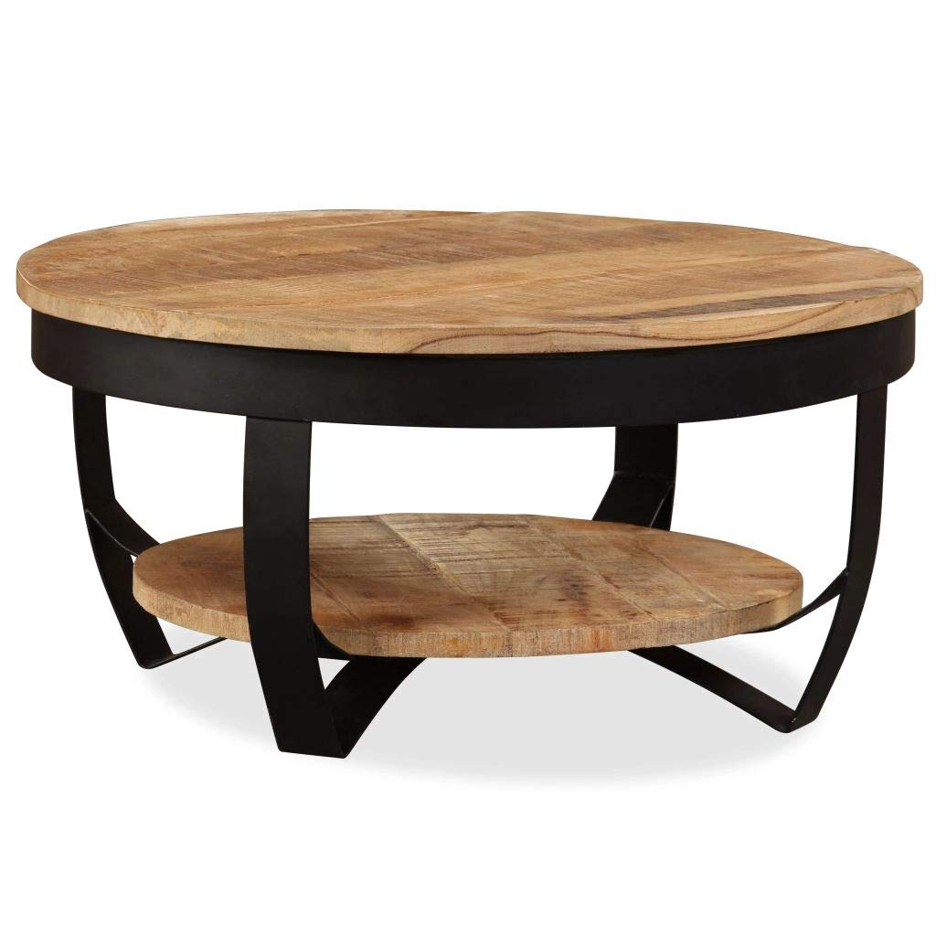 YEZIYIYFOB Solid Mango Wood Side Table with Storage Shelf - 25.6x12.6 Inch End Table, Coffee Table & Living Room Accent Furniture - Perfect for Small Spaces, Bedside Use & Sofa Side Organization