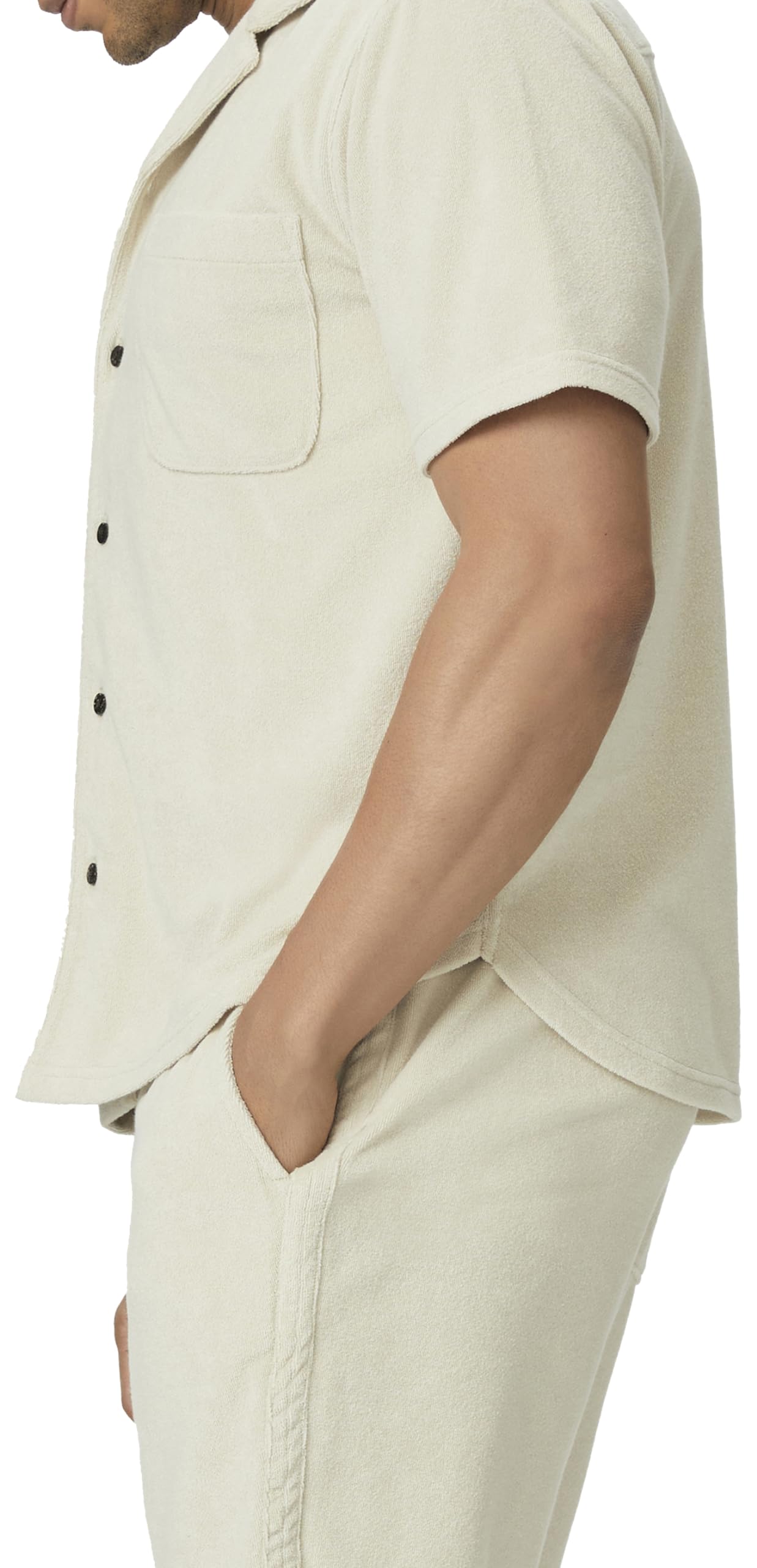 PAIGE Men's Colvin Terry Cloth Button Up Shirt - Soft Casual Short Sleeve Shirt for Summer, Beach & Lounge Wear