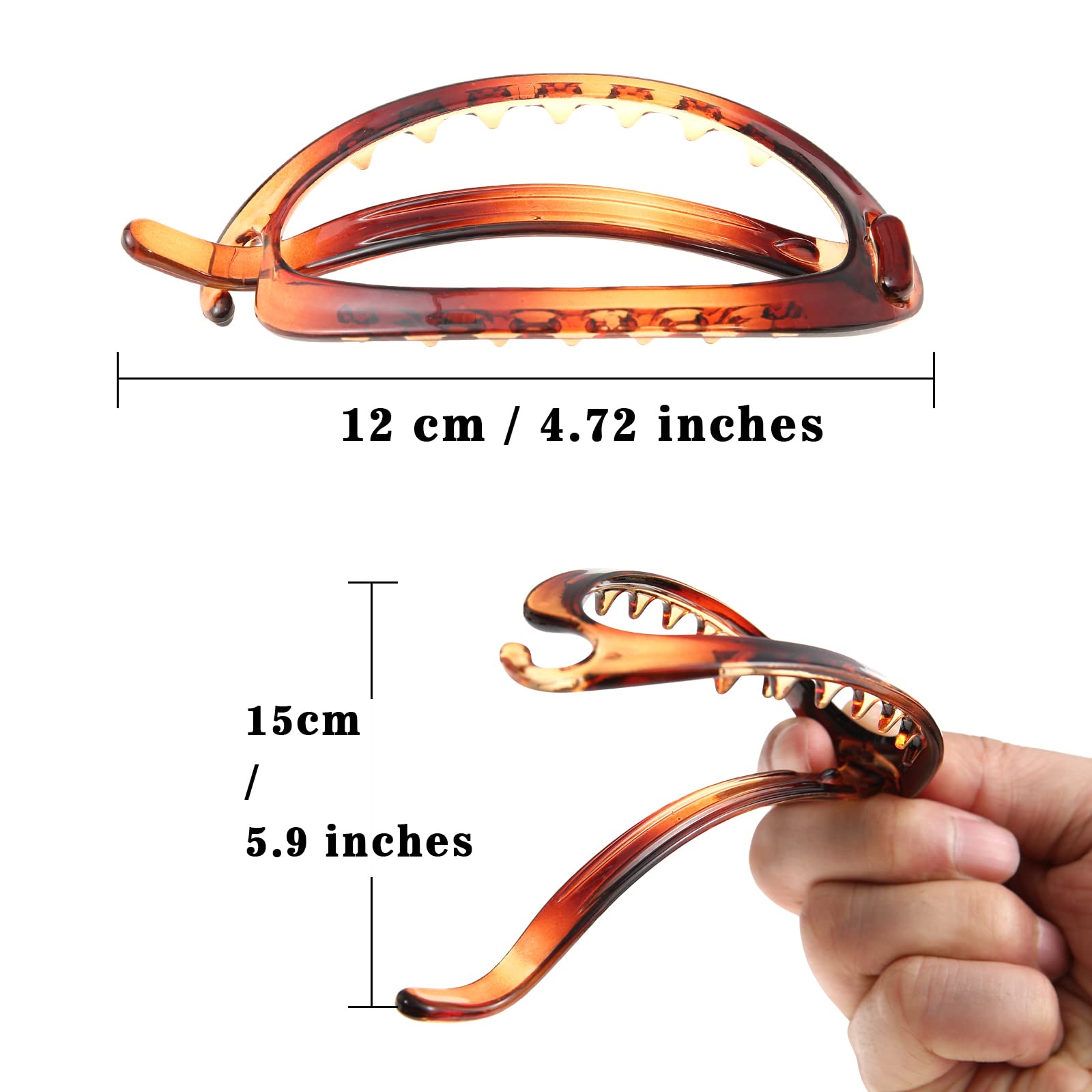 French Concord Hair Claws - 6Pcs No Slip Grip Strong Hold Hair Clips for Women & Girls | Tortoiseshell Large 4.7 Inch Hair Accessories | Perfect for Thick, Thin Hair, Updos, Ponytails & Everyday Styling