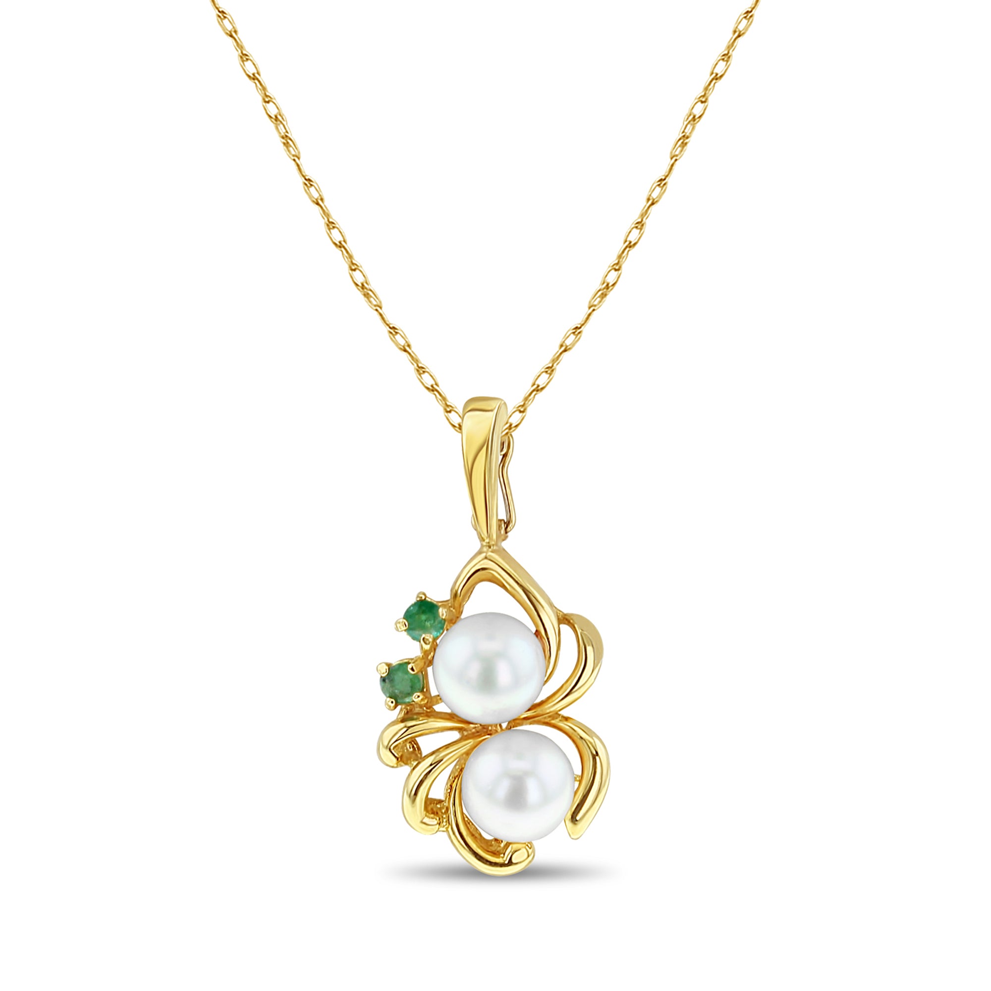 Exquisite Freshwater Pearl Necklace with Emerald Accent - Elegant Jewelry for Women, Perfect for Weddings, Parties & Special Occasions