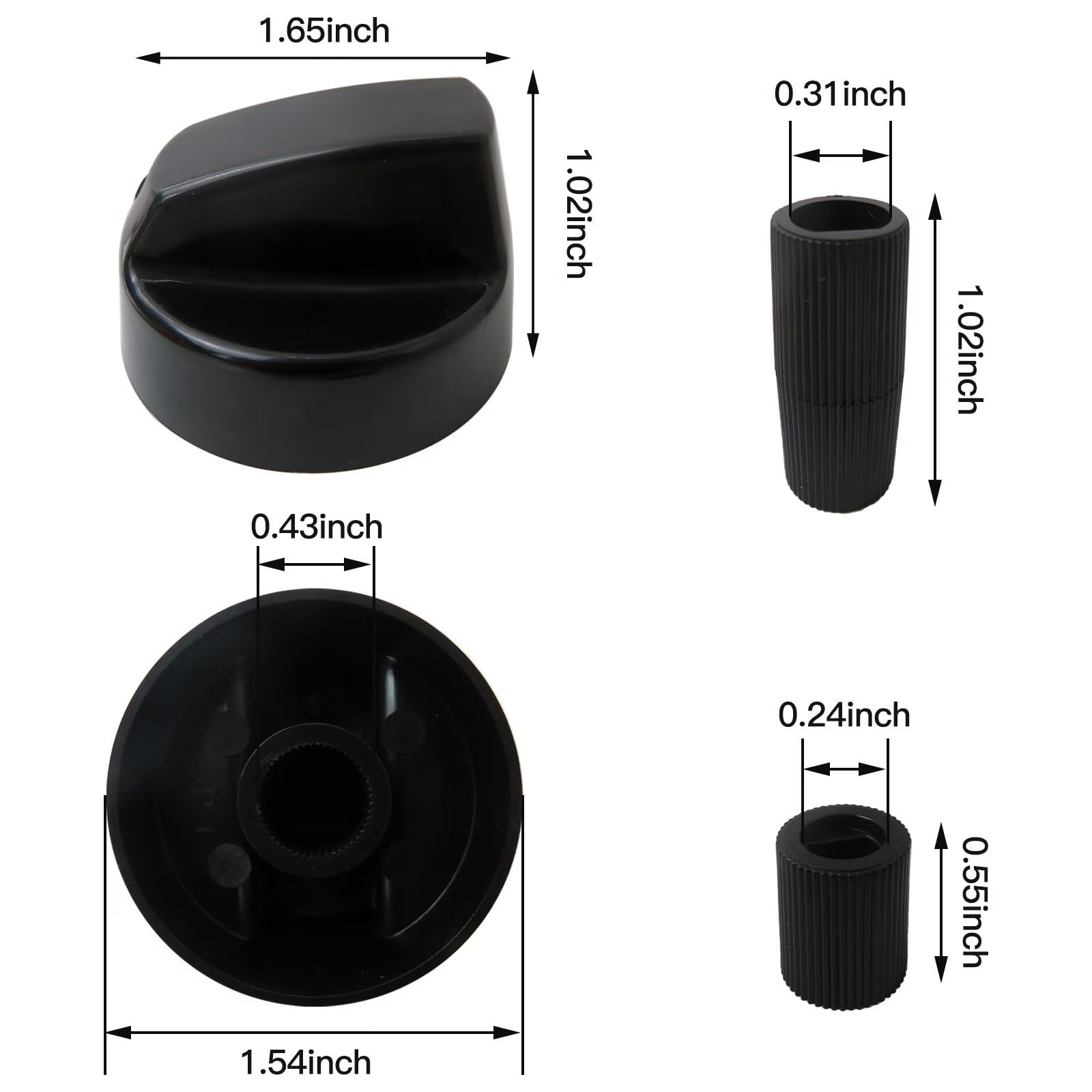 4 Pack Universal Gas Stove Control Knobs with 12 Adapters - Durable Plastic Replacement Knobs for Oven, Stove, Range - Perfect for Kitchen Appliance Repair & DIY Upgrades