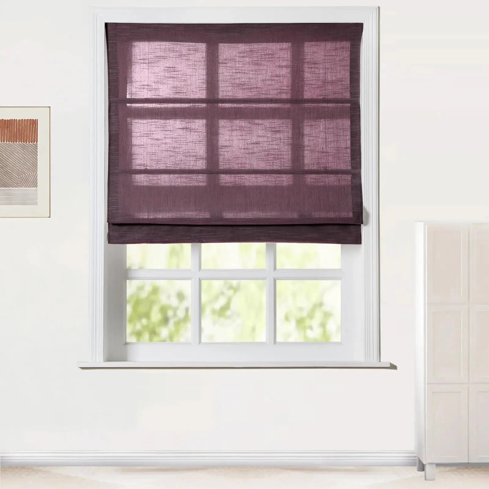 Jawara Linen Cotton Roman Shade Cordless - Blackout Window Treatment for Bedroom & Living Room