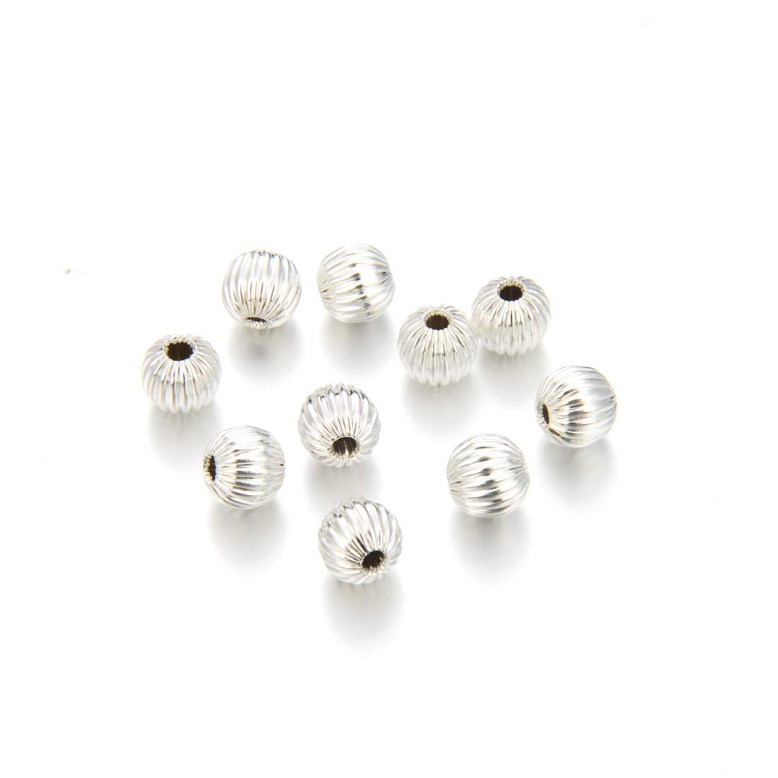100pcs 4mm Round Spacer Beads - Sterling Silver Plated Brass Jewelry Making Supplies for DIY Bracelets, Necklaces & Craft Projects | Melon Design Tiny Loose Beads CF109-4