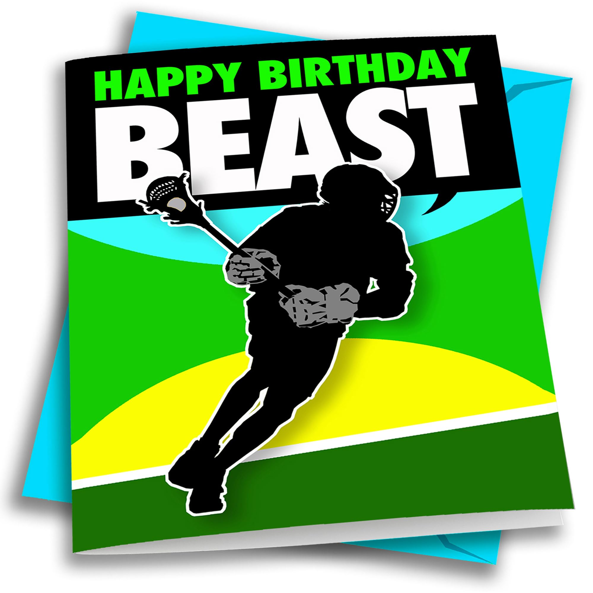 Play Strong Lacrosse Beast Birthday Card - 5x7 Lacrosse Sports Greeting Card for Players, Coaches & Fans | Perfect for Birthdays, Gifts, Parties & Team Celebrations | Great Lacrosse-Themed Present Idea