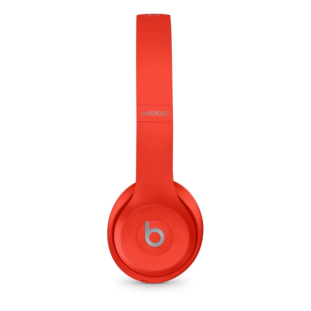 Beats Solo3 Wireless On-Ear Headphones by Dr. Dre - Bluetooth Headset with Apple W1 Chip, 40 Hours Playtime, Built-in Mic (Renewed, Red) - Perfect for Gym, Travel & Music Lovers