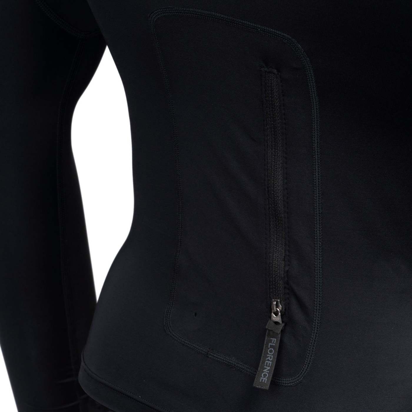 Florence Marine X Long Sleeve Utility Pocket Hooded Rashguard for Men & Women - UPF 50+ Sun Protection, Quick Dry Swim Shirt for Surfing, Swimming, Diving & Water Sports - Black