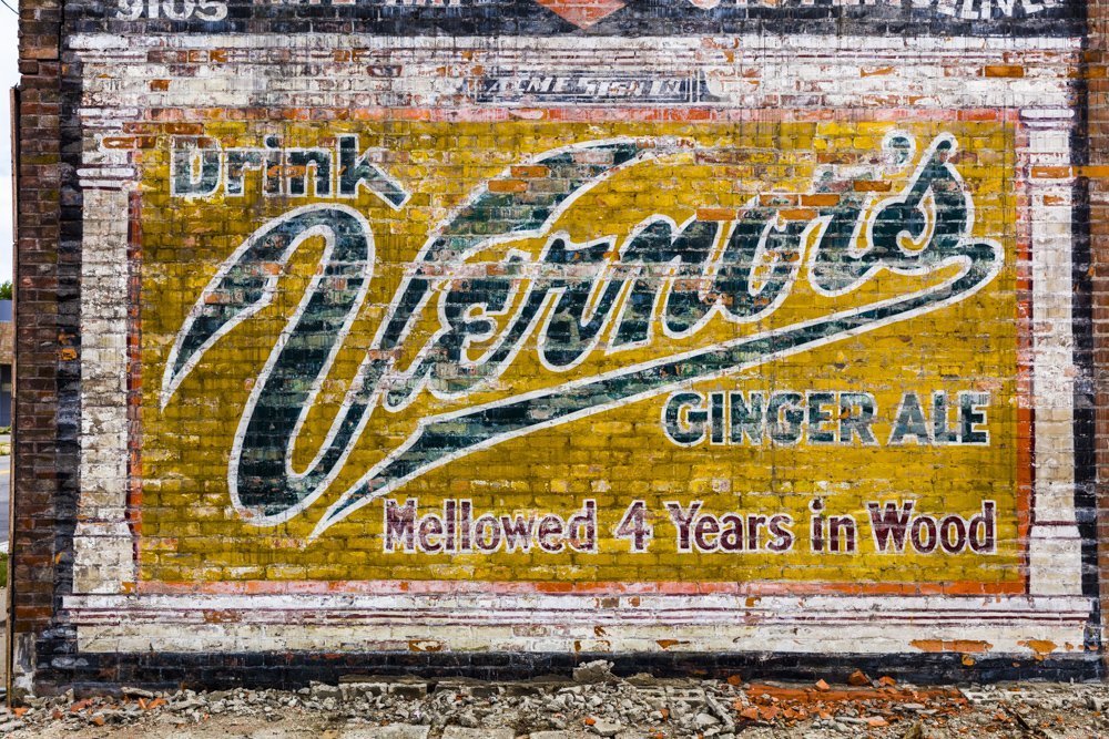 Vintage Outdoor Painted Vernors Sign - Rustic Metal Tin Wall Decor for Bars, Man Caves & Garages - Perfect for Home, Office & Retro Style Decorating