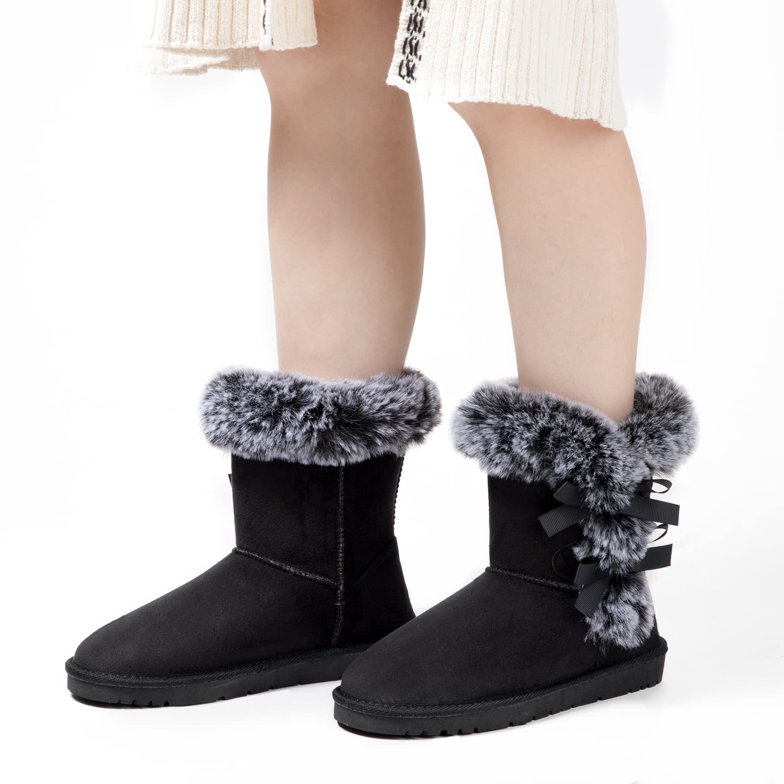 WFL Women's Classic Mid-Calf Snow Boots with Fur Lining - Waterproof Winter Boots for Women - Warm & Stylish Snow Shoes for Hiking, Snowy Days & Outdoor Activities
