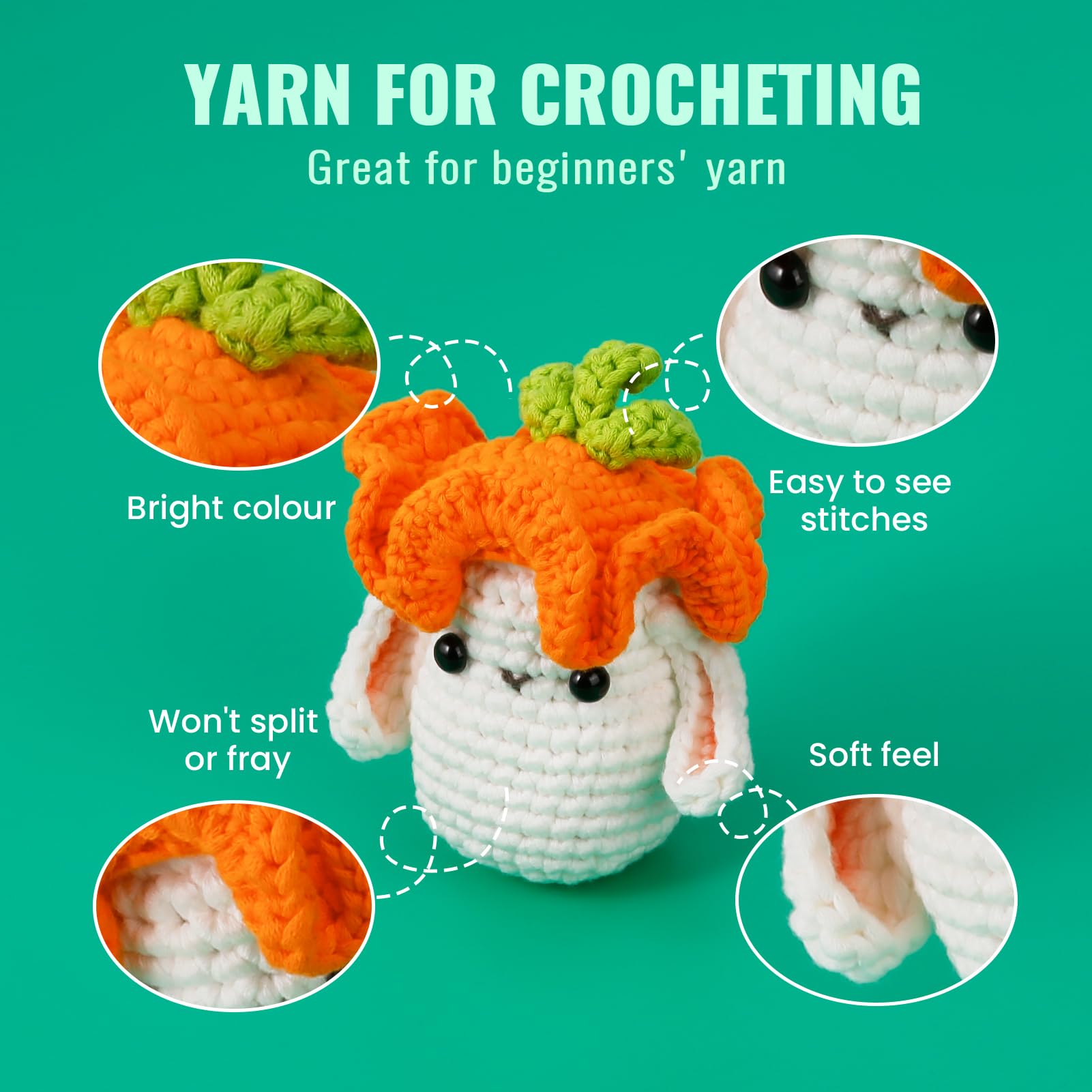 Pllieay Baby Blue Crochet & Knitting Yarn (4x50g) - Soft Cotton-Nylon Blend, Worsted Medium #4 Yarn for Beginners with Easy-to-See Stitches - Perfect for Baby Blankets, Scarves & DIY Crafts