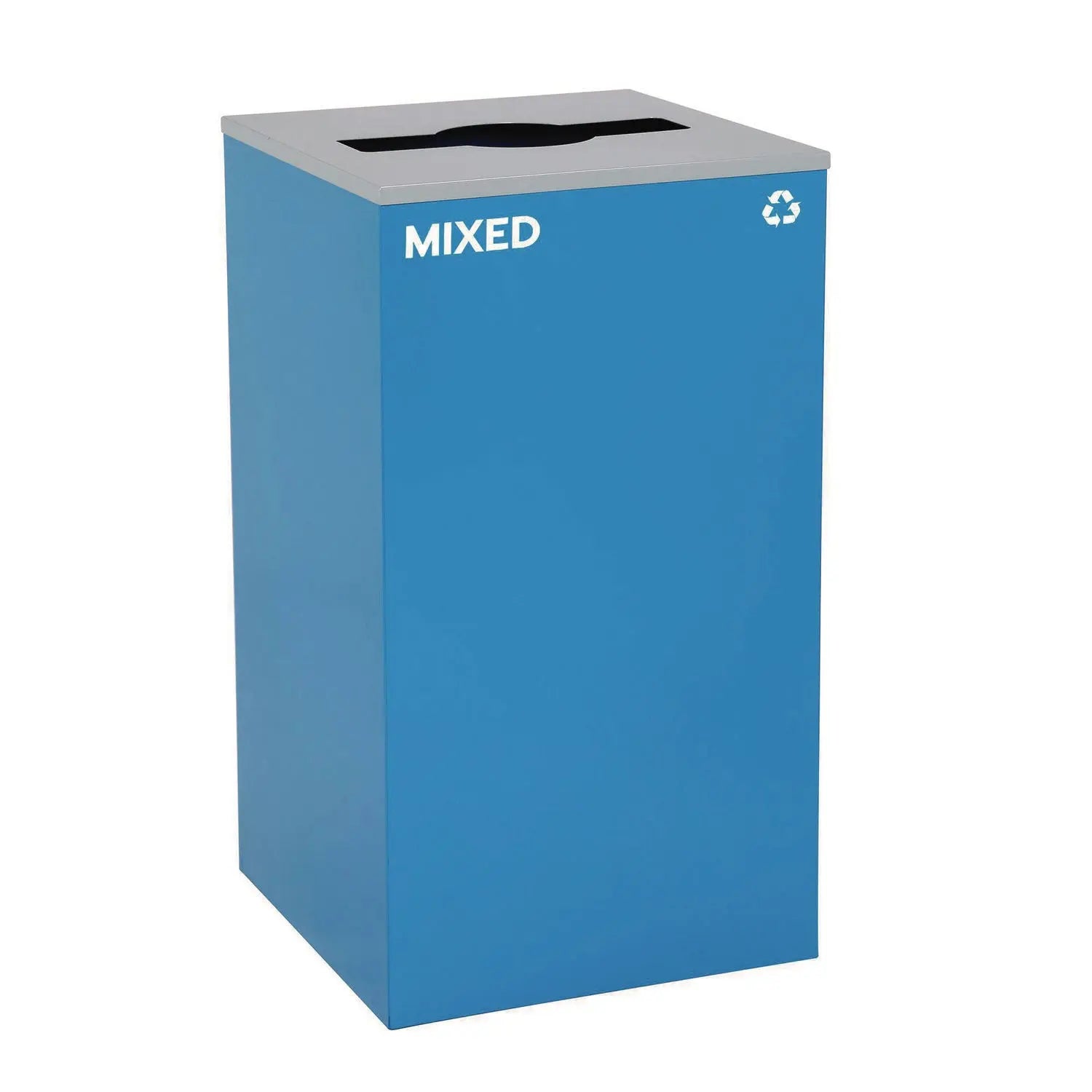 Alpine Industries 29 Gallon Steel Trash Can & Recycling Bin Set - Blue Mixed Recycling Bin with Lid & Black Garbage Can with Square Lid for Kitchen, Office, Garage Waste Management