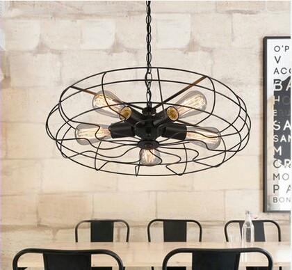Vintage Brooklyn Fan Grille Pendant Light - Industrial Style Ceiling Fixture for Kitchen, Dining Room & Bar Decor