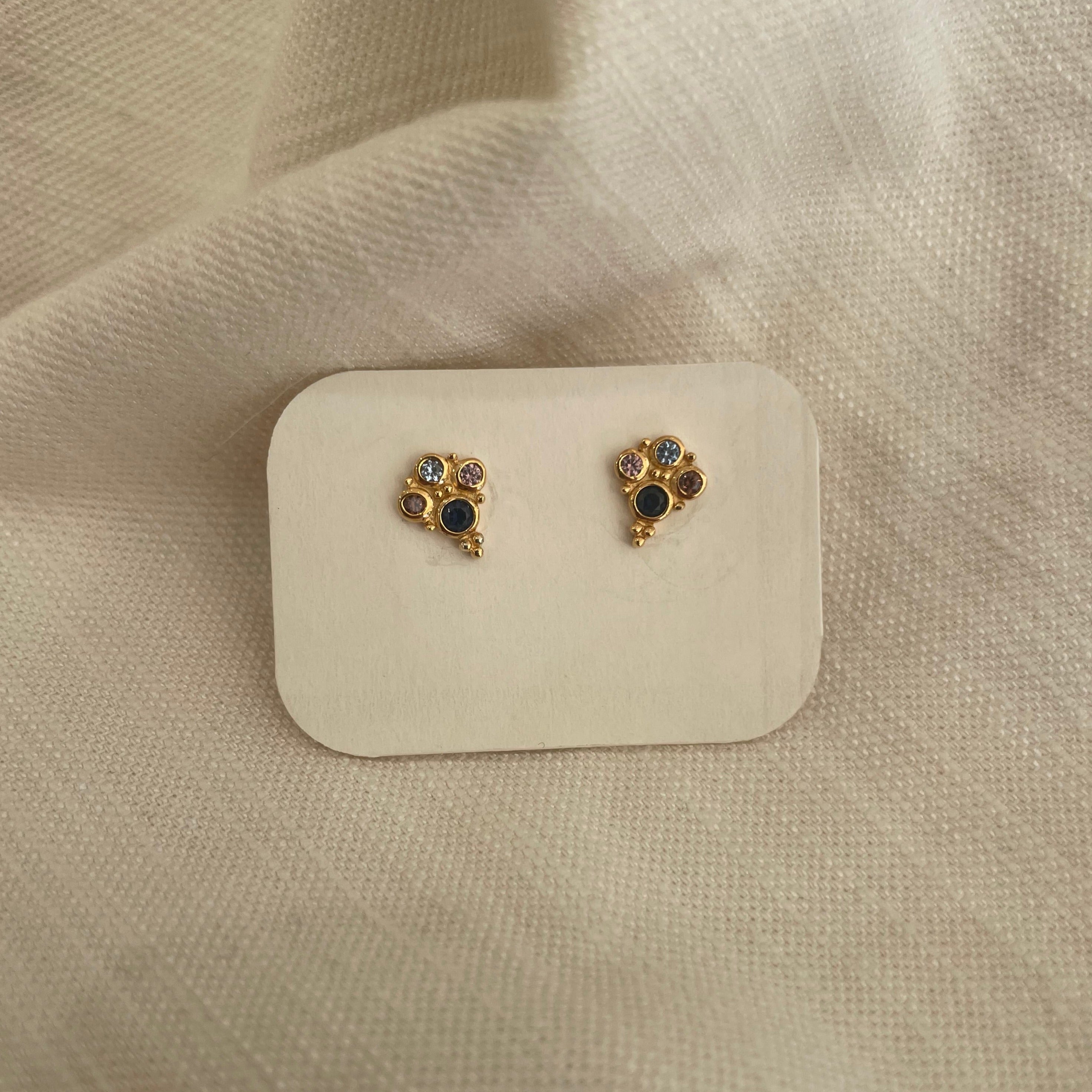 Royalty Studs Earrings for Women - 14K Gold Plated Cubic Zirconia Stud Earrings - Perfect for Parties, Weddings & Everyday Elegance