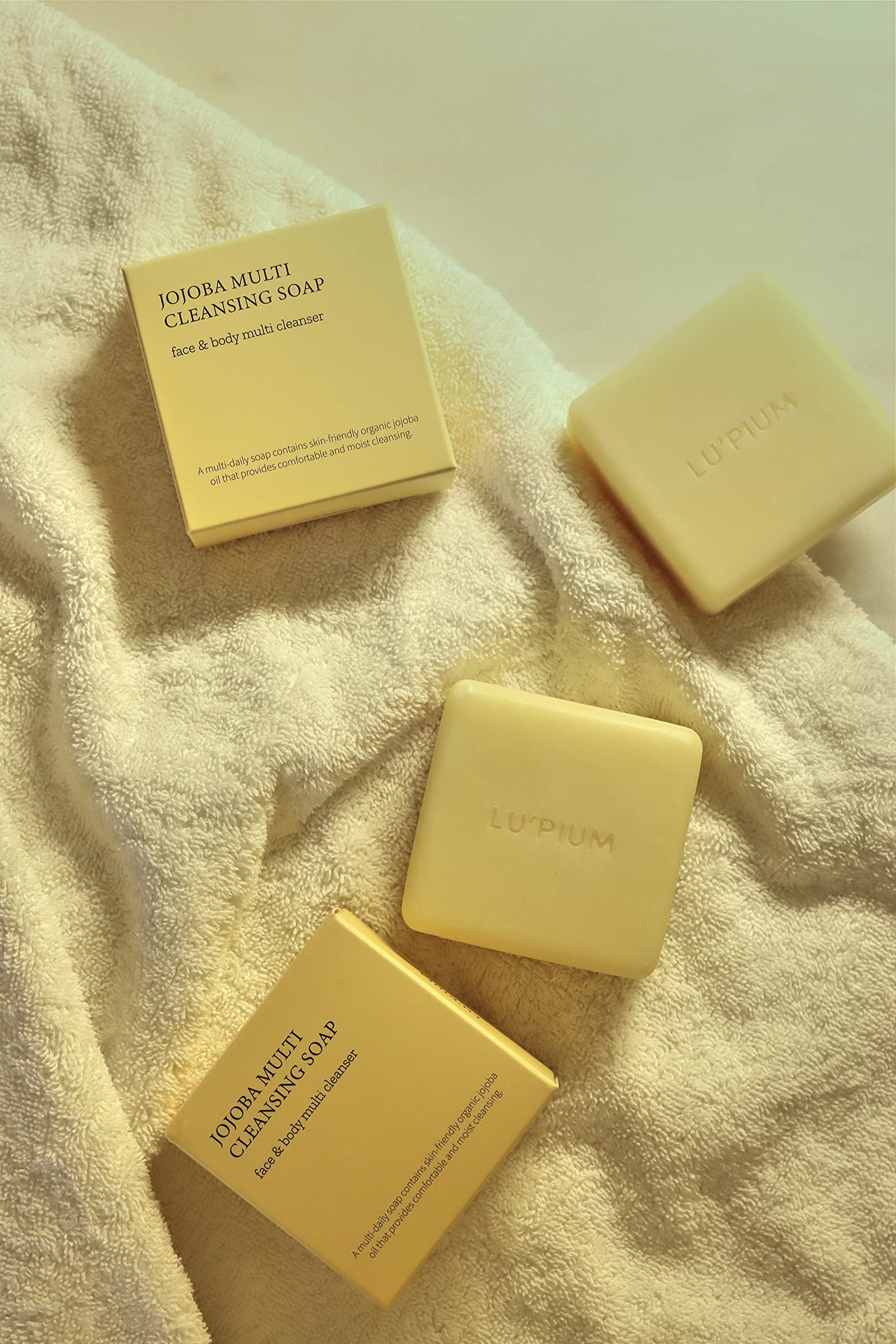 LU'PIUM Jojoba Multi Cleansing Soap 100g - Natural Face & Body Wash for Sensitive Skin | Gentle Exfoliating & Moisturizing Bar Soap | Perfect for Daily Skincare Routine & Travel