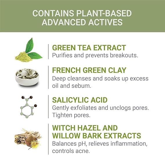 Activs Crystal Clear Green Tea Face Mask – Detox & Oil Control for Oily, Combination & Acne-Prone Skin | Salicylic Acid Deep Pore Cleanser | Halal Certified Vegan Skincare | Perfect for Daily Routine & Spa Nights