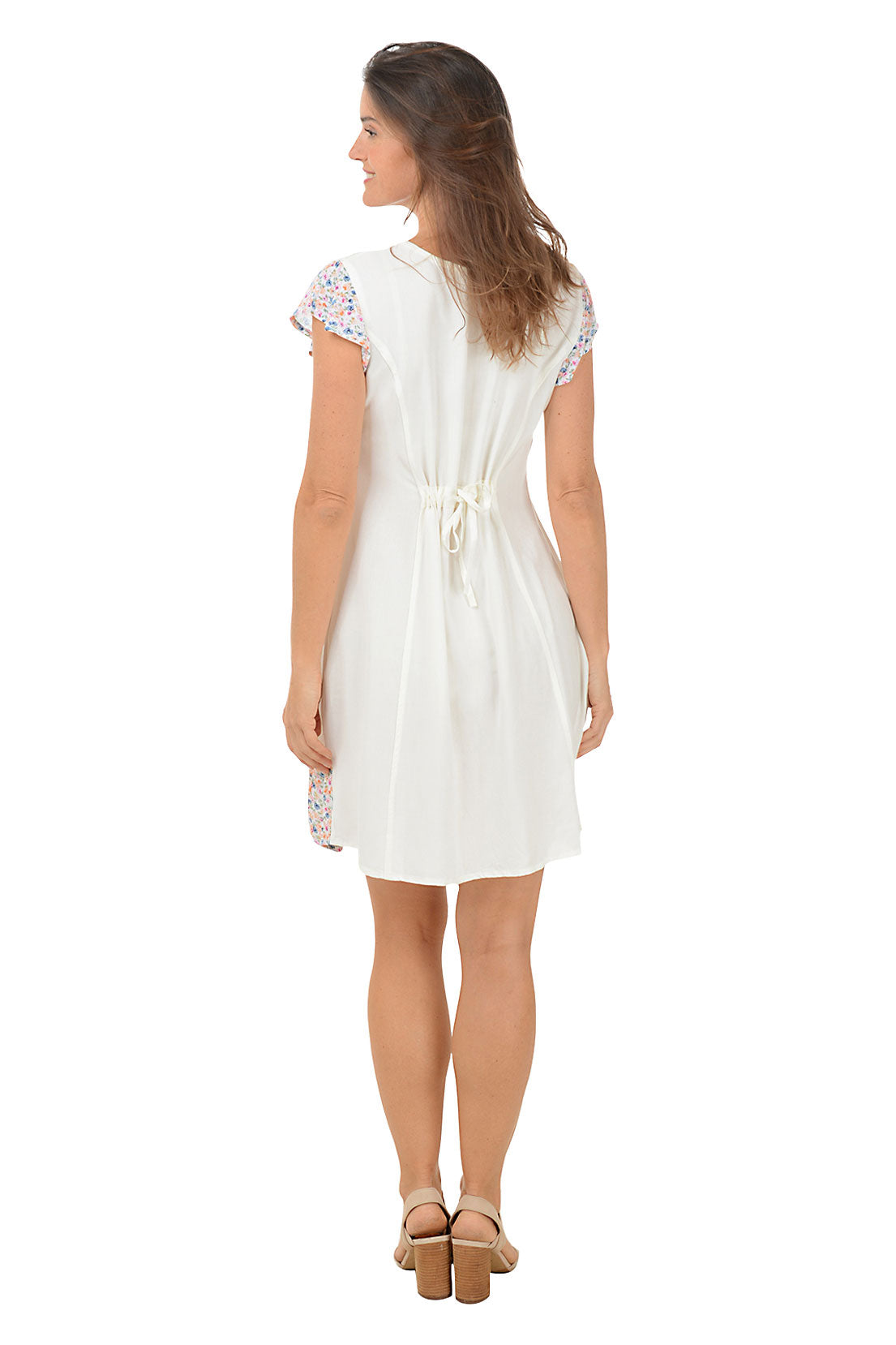 Natural Floral Hem Cap Sleeve Dress for Women - Summer Boho Maxi Dress for Beach, Wedding & Casual Outings