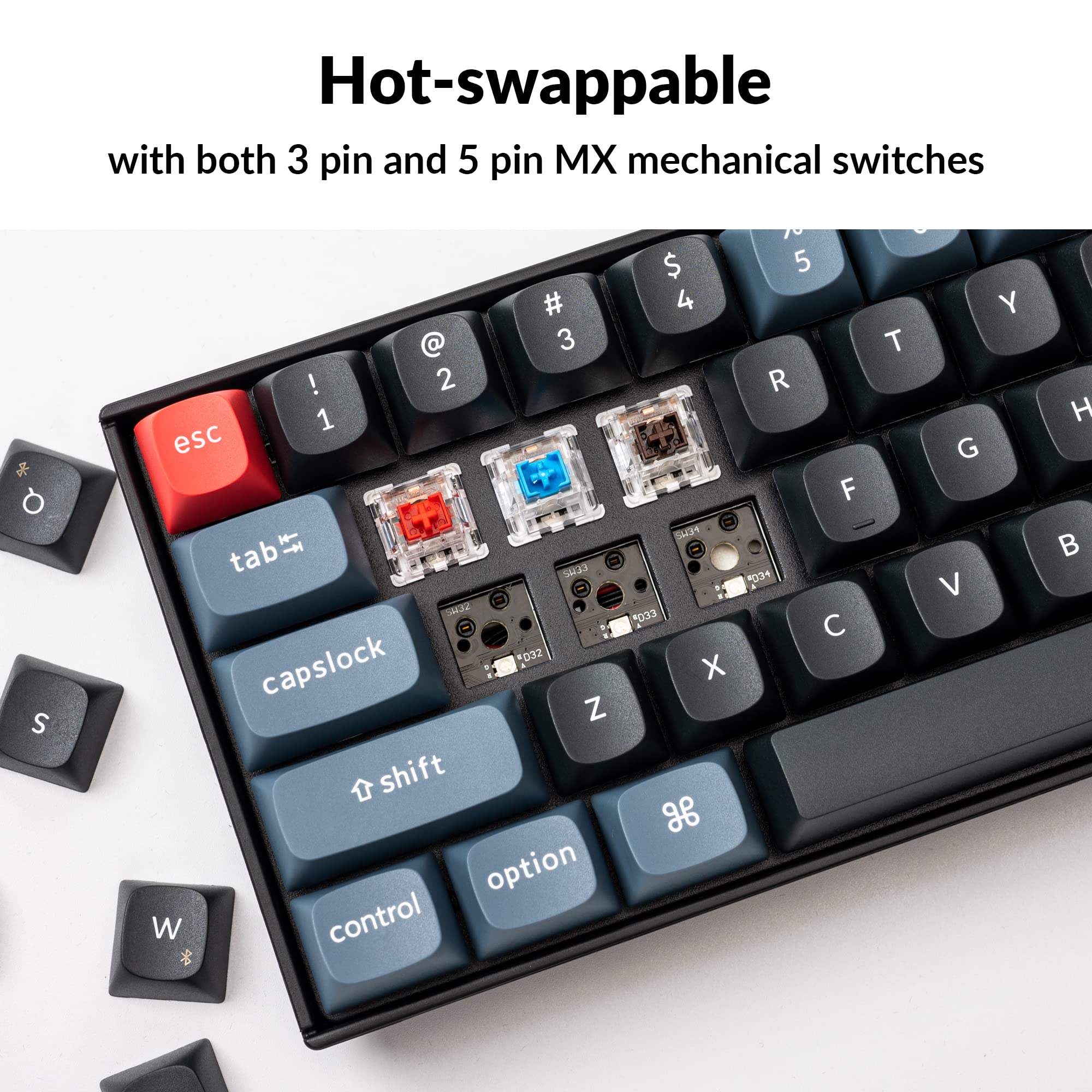 Keychron K6 Pro Wireless Custom Mechanical Keyboard - QMK/VIA Programmable, Hot-Swappable K Pro Blue Switches, 65% Compact RGB Backlit Keyboard for Mac/Windows/Linux - Perfect for Office Work, Gaming & Programming