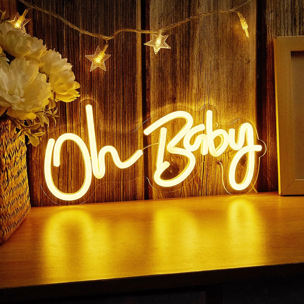 Oh Baby LED Neon Sign - Customizable Wall Decor for Bedroom, Nursery, or Party - Perfect for Home, Wedding, and Event Lighting