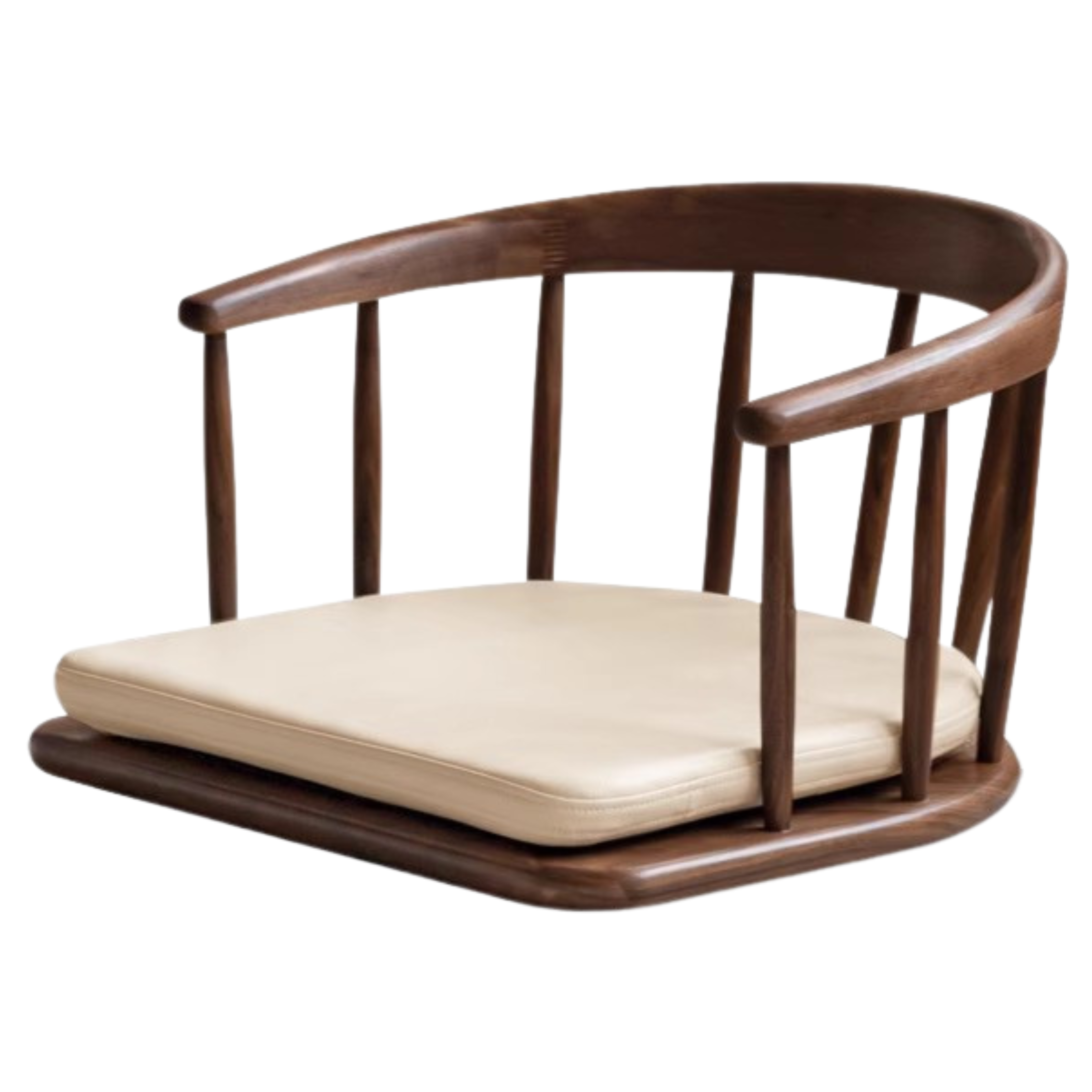 24x22.4x13.7 inch / 61x57x35 cm / Rich Dark Walnut color / Tea chair leather off-white