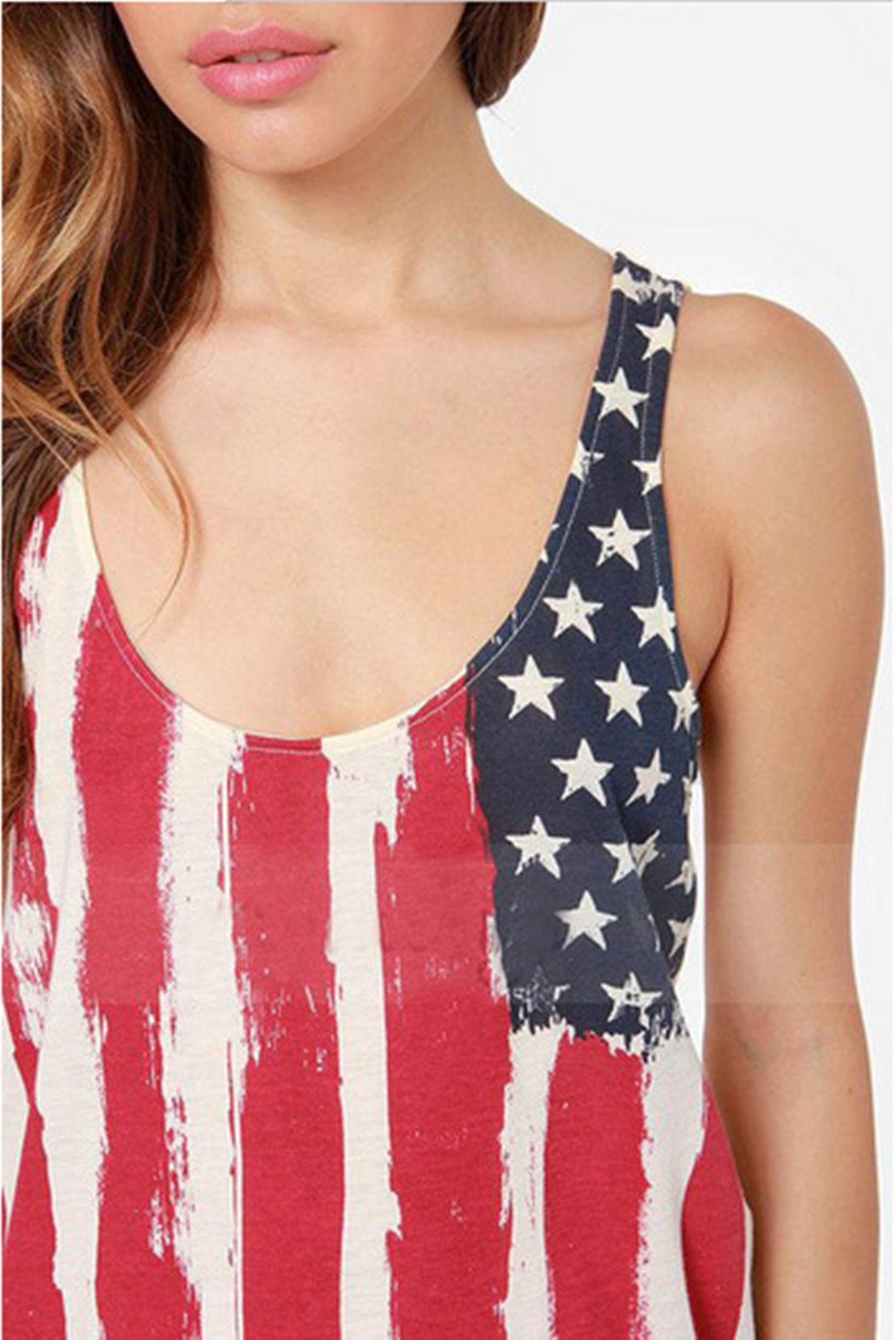 Women's Casual Stars & Stripes Tank Top - Sleeveless T-Shirt in Red | Perfect for 4th of July, Summer Outfits & Patriotic Events