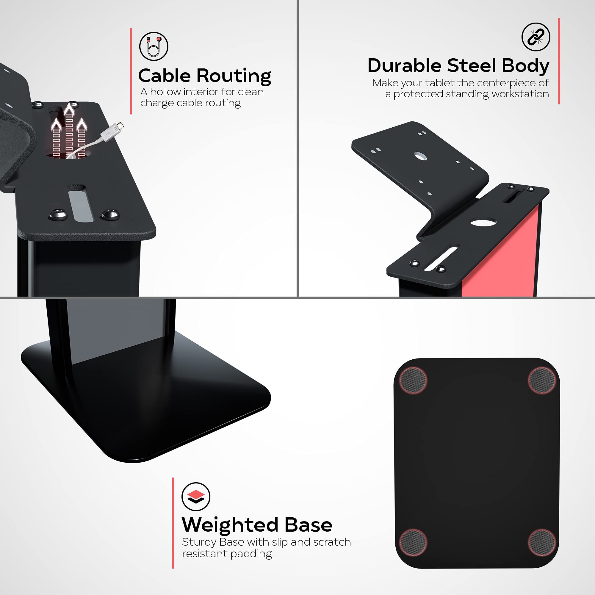 Premium Adjustable Kiosk Floor Stand for iPad 11 (A16), Pro 11-inch M4, Air 11-inch M3, iPad 10th Gen & Galaxy Tab - Customizable CTA Stand with Graphic Card Slot - Perfect for Retail Stores, Exhibitions & Digital Signage - Black