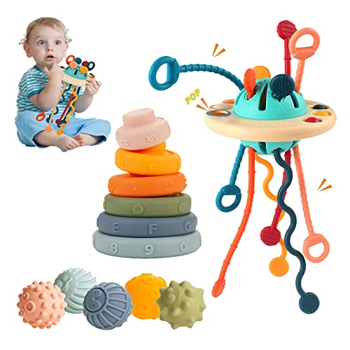 Montessori Baby Toys for 18+ Months - 3-in-1 Sensory Balls with Pull String, Fine Motor Skills Development Toys for Toddlers | Travel, Learning & Gift for 1 Year Old Boys & Girls | Perfect for Airplane, Car Rides & Early Childhood Education