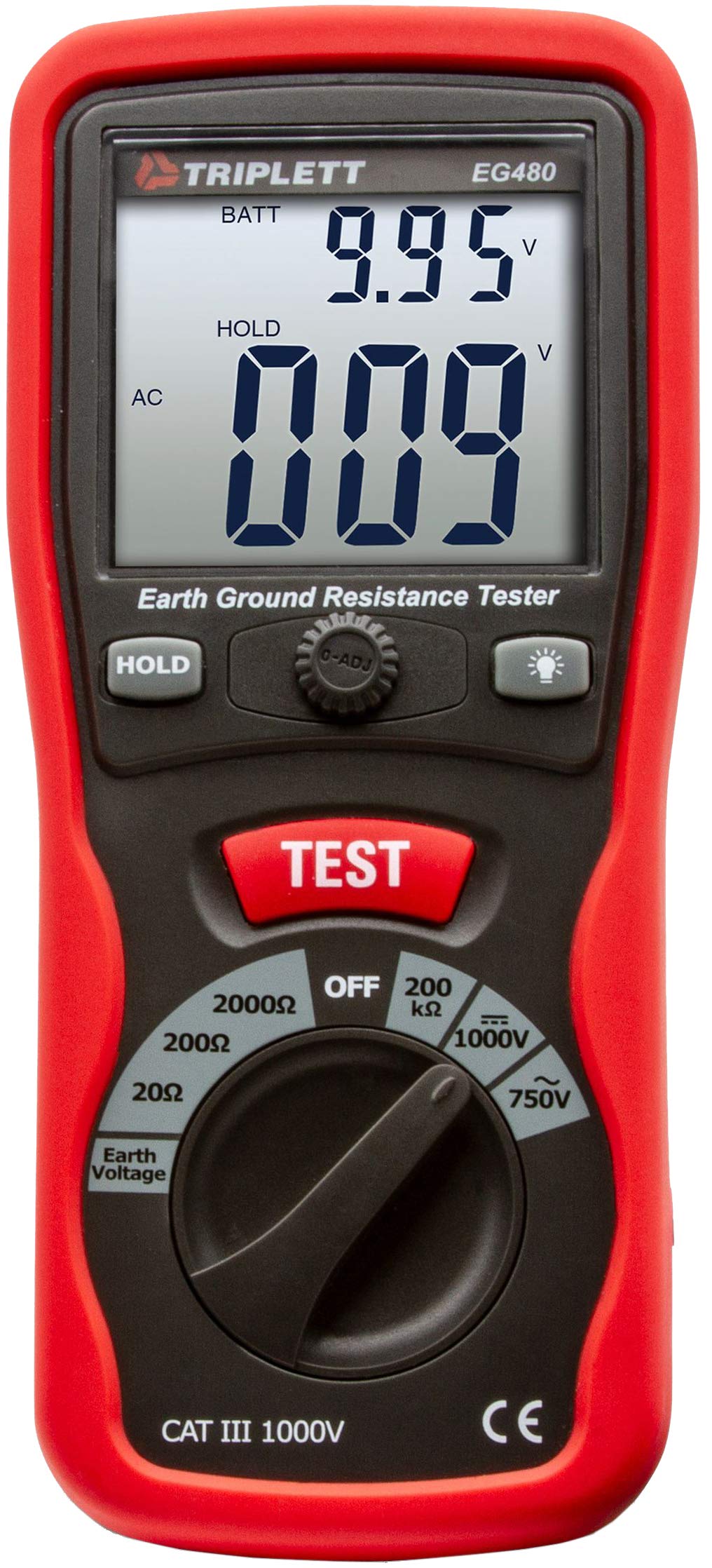 Triplett EG480 Digital Earth Ground Resistance Tester Kit - NIST Certified Calibration Included | Perfect for Electricians, Engineers & Industrial Maintenance