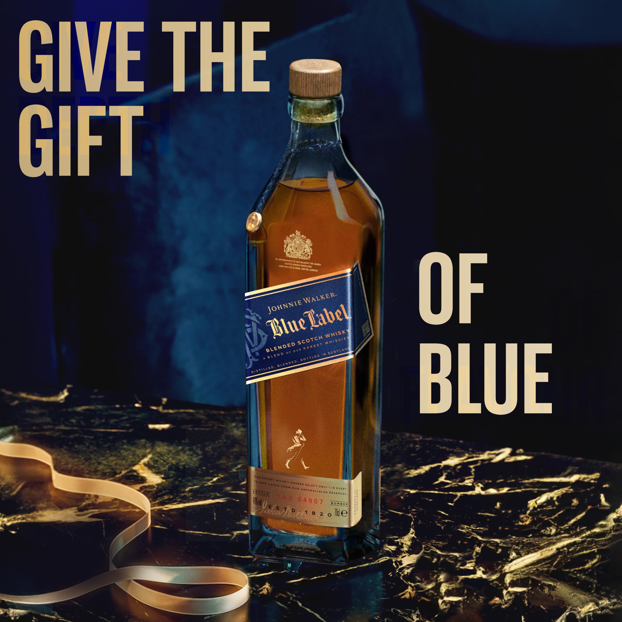 Blue Label Blended Scotch Whisky Empty Bottle & Box - Premium Collectible for Home Bar Display, Whisky Memorabilia, and Gift Packaging