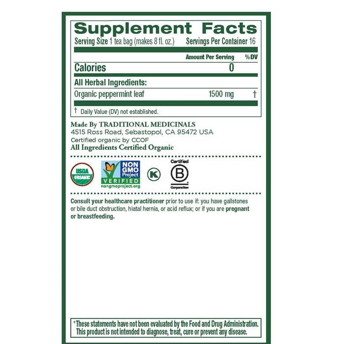 Organic Peppermint Tea Bags - 16 Count | Caffeine-Free Herbal Tea for Relaxation & Digestion | Perfect for After Meals, Stress Relief & Evening Wind Down