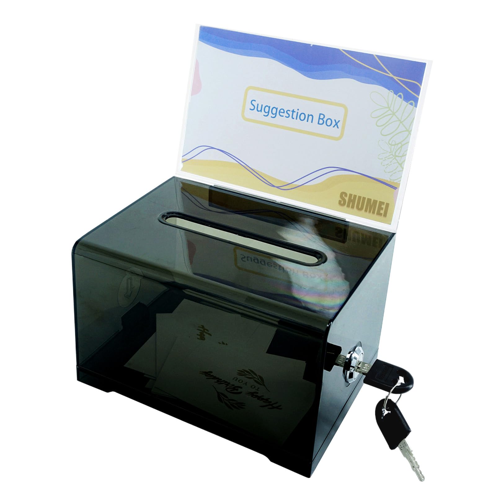 SHUMEI Lockable Suggestion Box with Slot - Secure Donation Box for Tips, Complaints & Suggestions - Ideal for Offices, Restaurants & Retail Stores