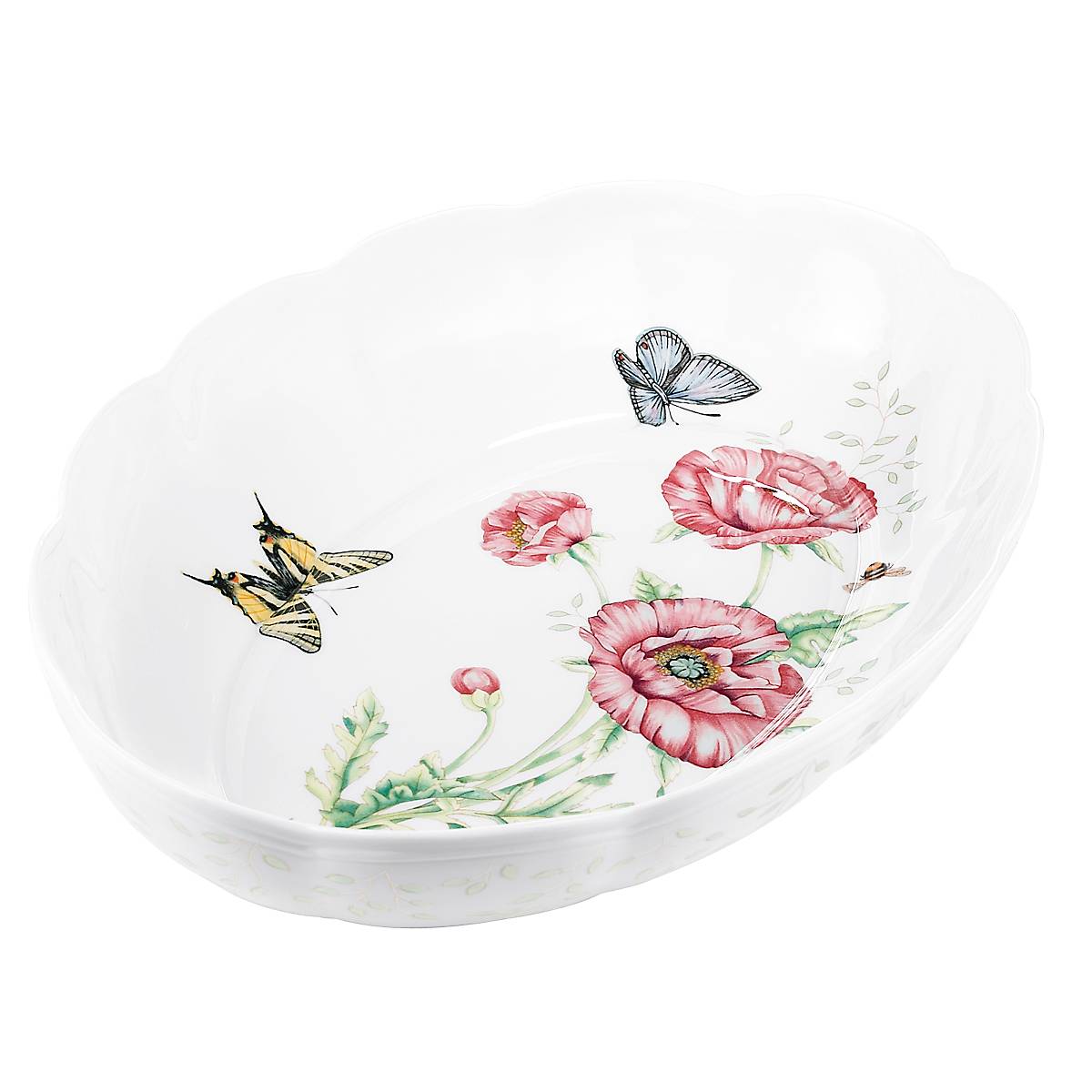 Butterfly Meadow Scalloped Oval Baking Dish - Ceramic Casserole Dish for Oven, Microwave & Serving - Perfect for Casseroles, Pies & Family Dinners