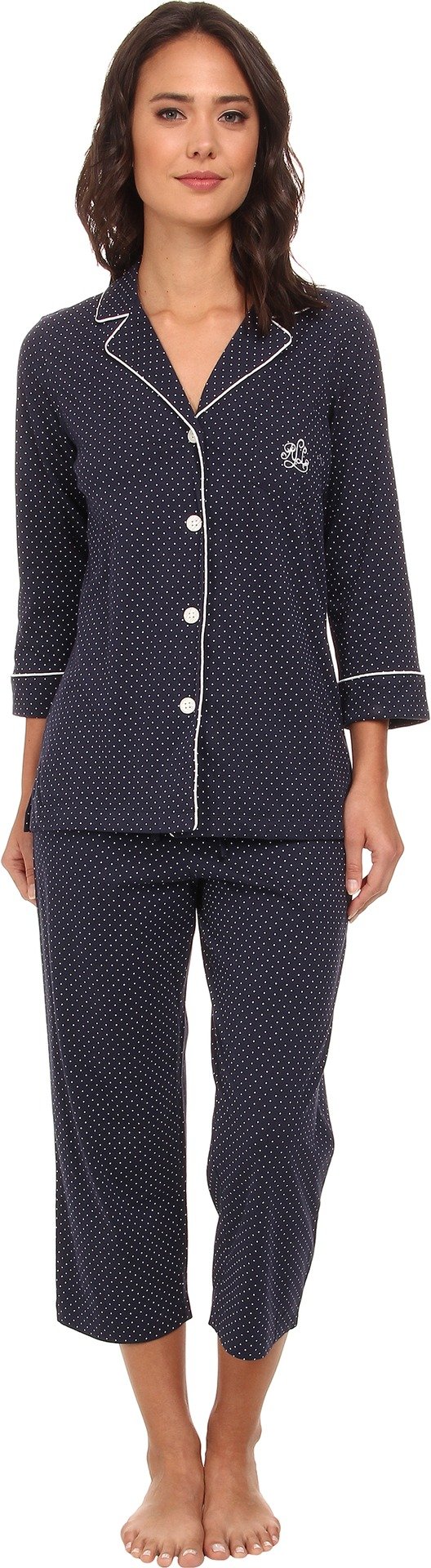 Lauren Ralph Lauren Essentials Bingham Knits Capri Pajama Set - Women's Soft Cotton Sleepwear for Lounge & Relaxation at Home