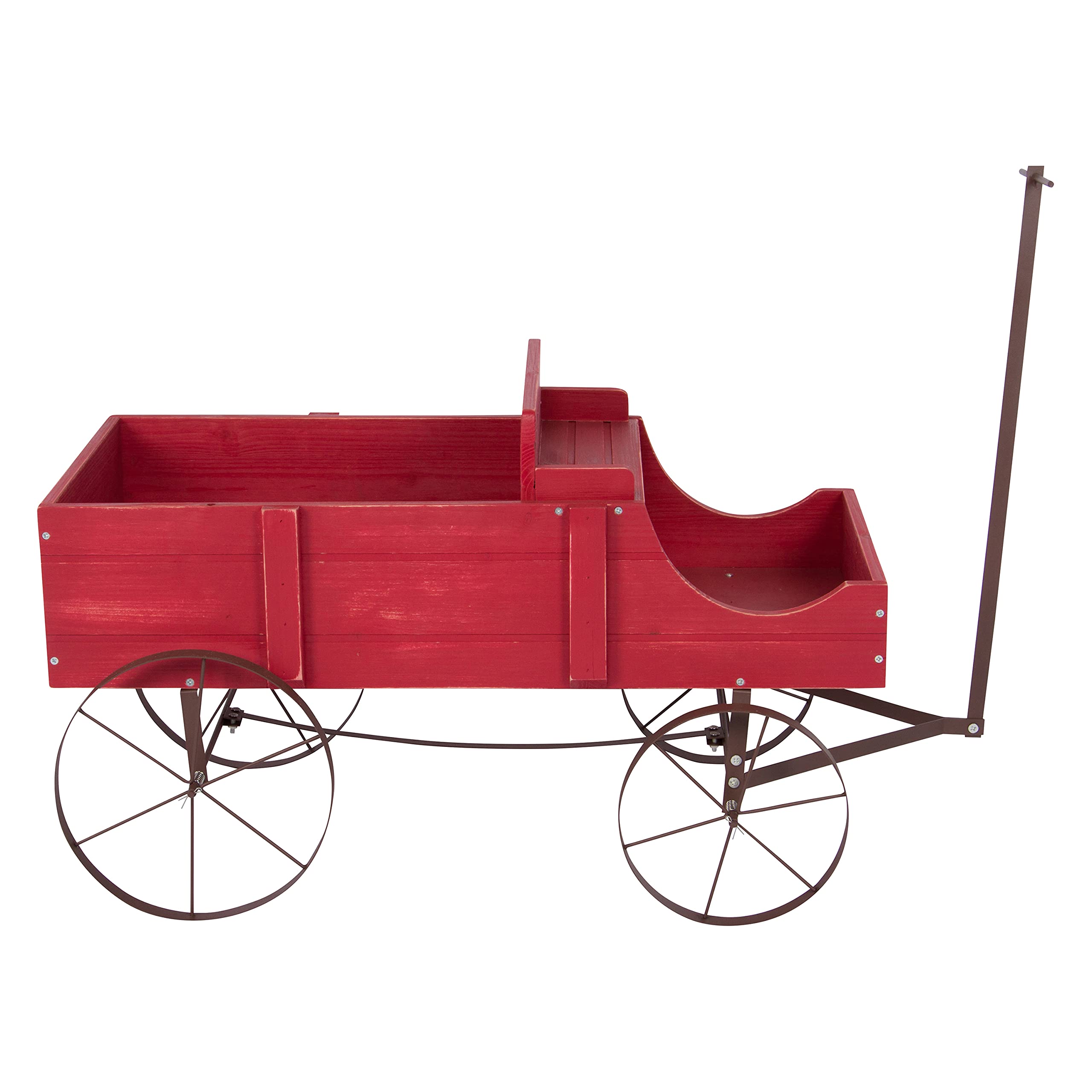 Shine Company Large Red Wooden Wagon Garden Planter - Rustic Outdoor Yard Decor for Flowers & Plants | Perfect for Patio, Garden & Farmhouse Style Landscaping