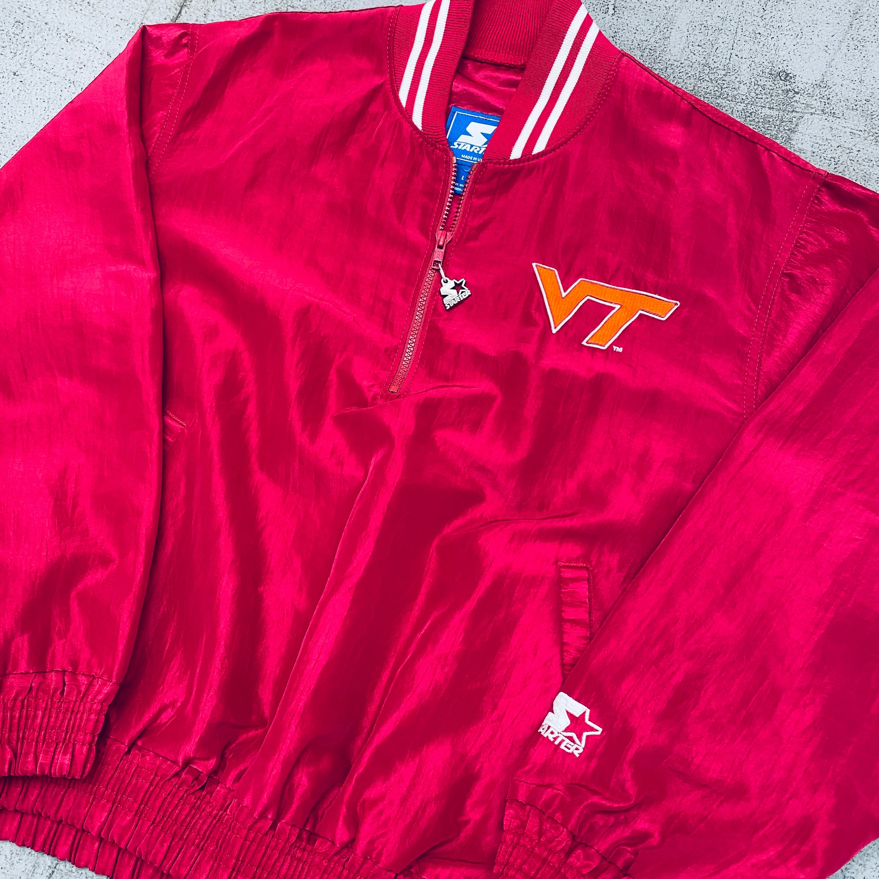 Virginia Tech Hokies 90s Vintage 1/4 Zip Sideline Jacket - Men's Large - Retro College Football Pullover for Game Day & Casual Wear