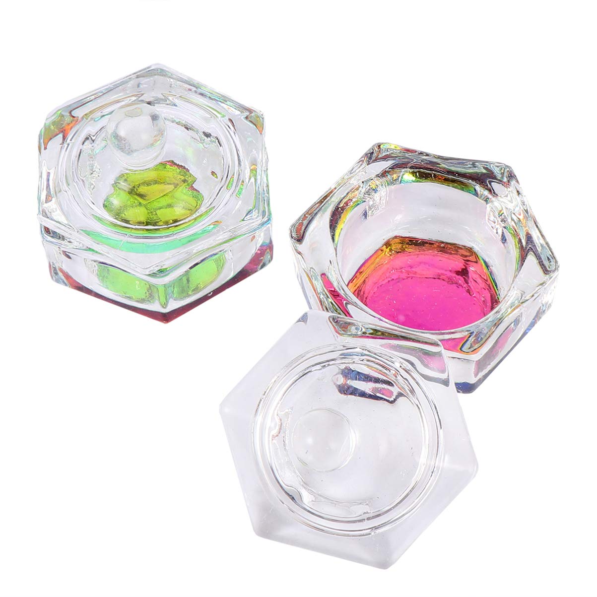 2PCS Crystal Clear Acrylic Dappen Dish for Nail Art - Liquid Glass Nail Polish Mixing Cup with Non-Slip Base - Perfect for Salon, DIY Manicure & Nail Extension Designs