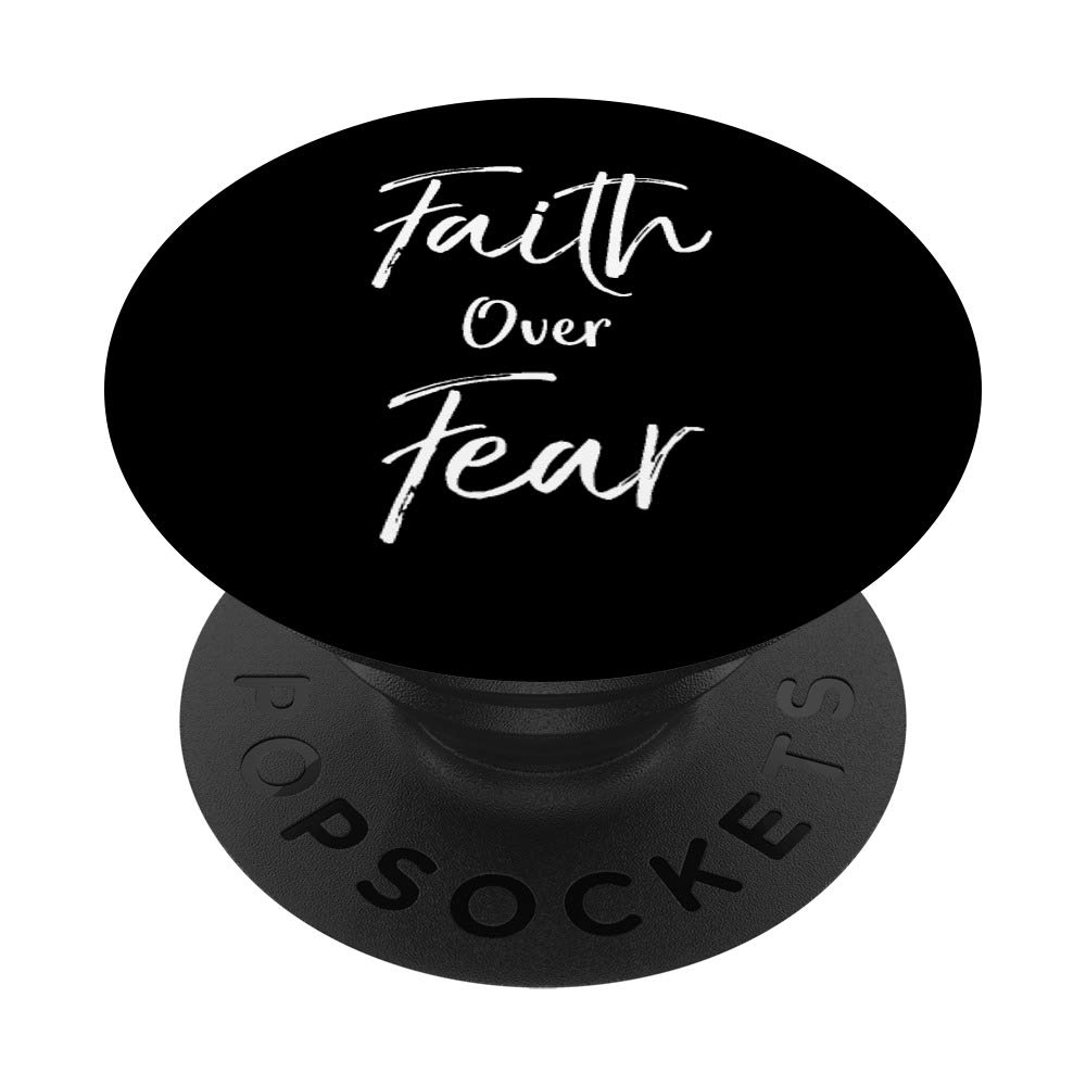 Christian PopSocket Grip with 'Faith over Fear' Bible Quote Design - Swappable Phone & Tablet Grip for Daily Inspiration and Secure Handling