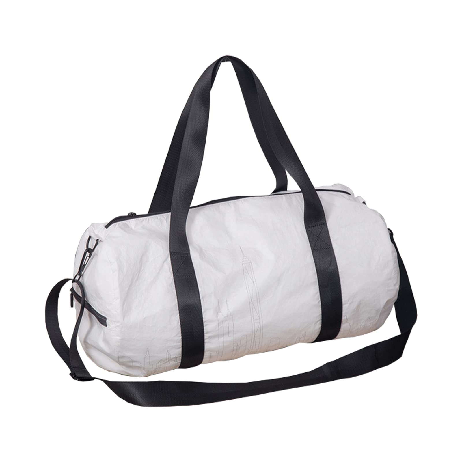 Ultra-Light Tyvek Duffel Bag - Tear-Resistant, Waterproof, UV-Resistant & Recyclable Gym Tote for Travel, Yoga & Workout - Perfect for Gym, Beach & Outdoor Adventures (White)