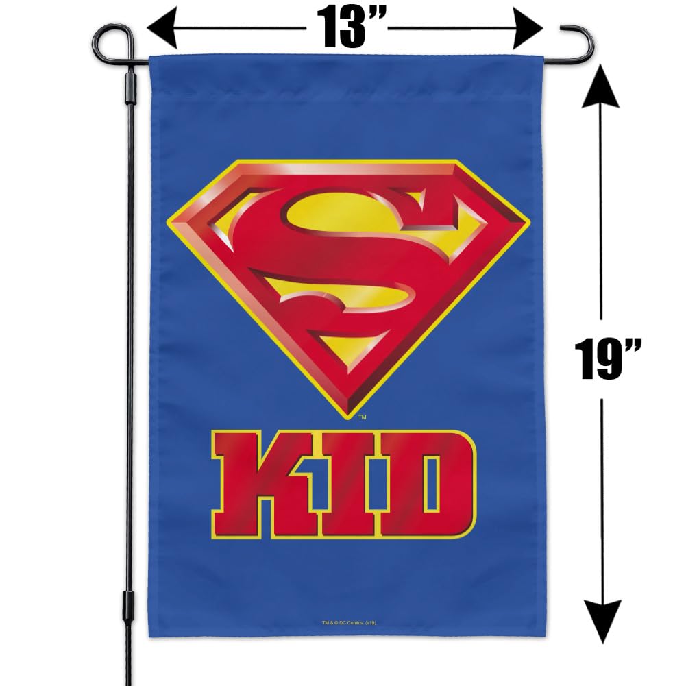 Superman Super Kid Shield Logo Garden Yard Flag - Decorative Outdoor Superhero Flag for Kids' Room, Backyard, and Playground