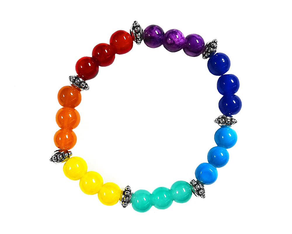 Rainbow Chakra Healing Gemstone Beaded Bracelet for Women - Handmade Boho Fashion Jewelry with Healing Crystals - Perfect for Yoga, Meditation & Spiritual Wellness