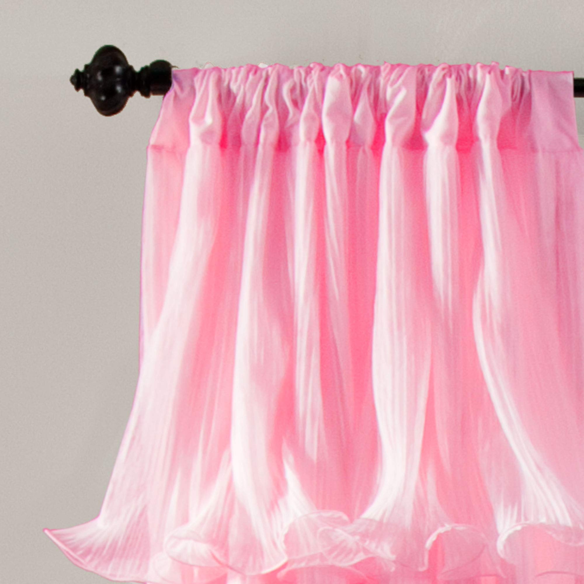 Lush Decor Nerina Sheer Ruffled Textured Pink Window Panel - 84 x 54 Inch - Elegant Curtain for Living Room, Dining Room, Bedroom, and Nursery